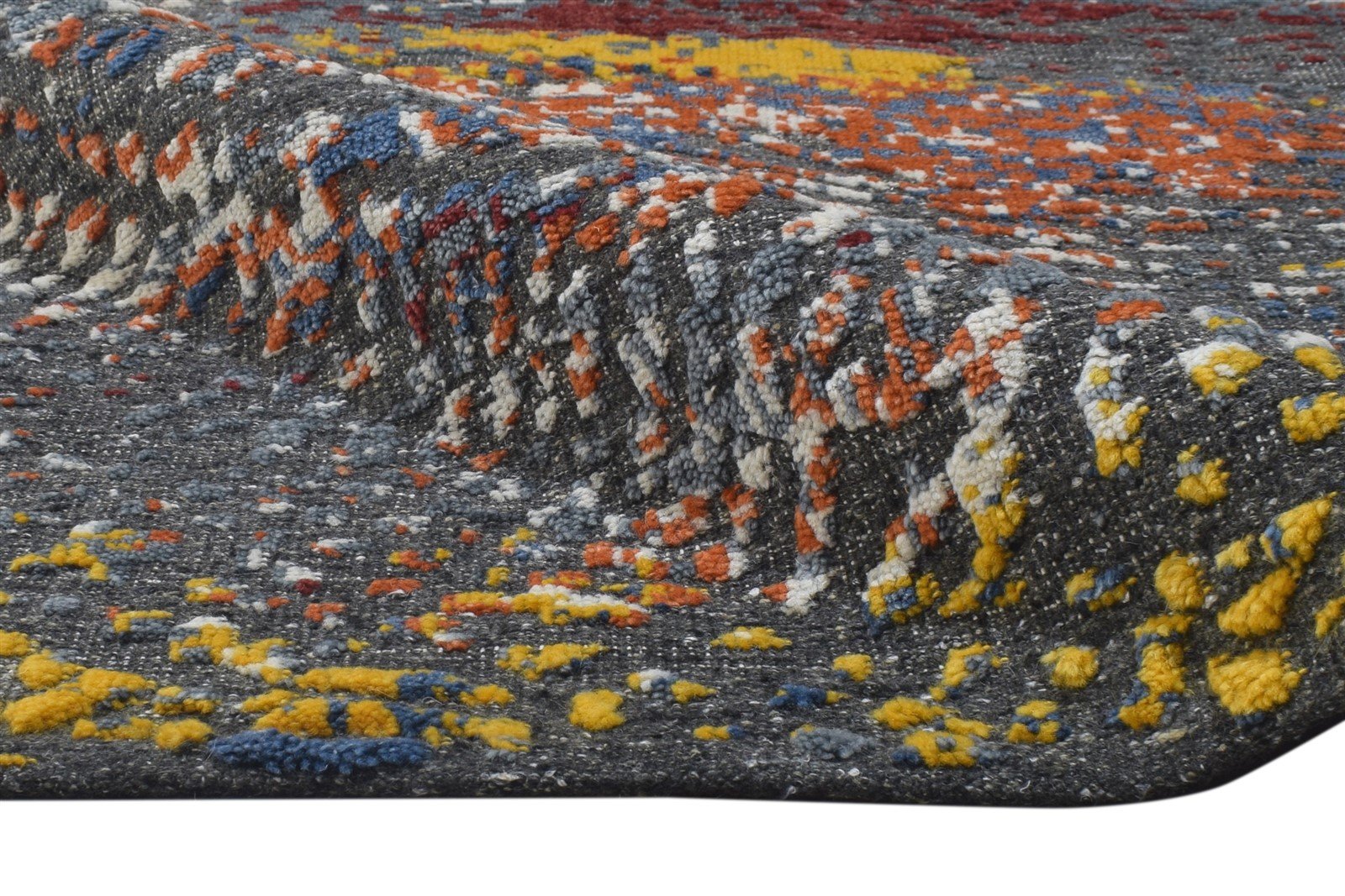 Wool / Silk Dark Grey Rug 5X8 Modern Hand Knotted Indian Abstract Room Size 7864431214741