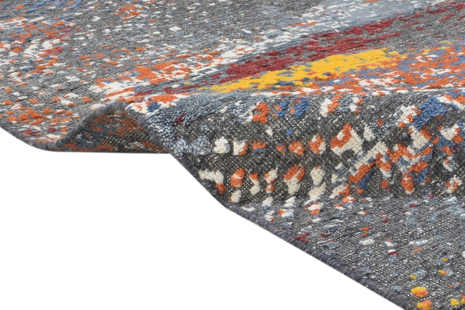 Wool / Silk Dark Grey Rug 5X8 Modern Hand Knotted Indian Abstract Room Size 7864431214741