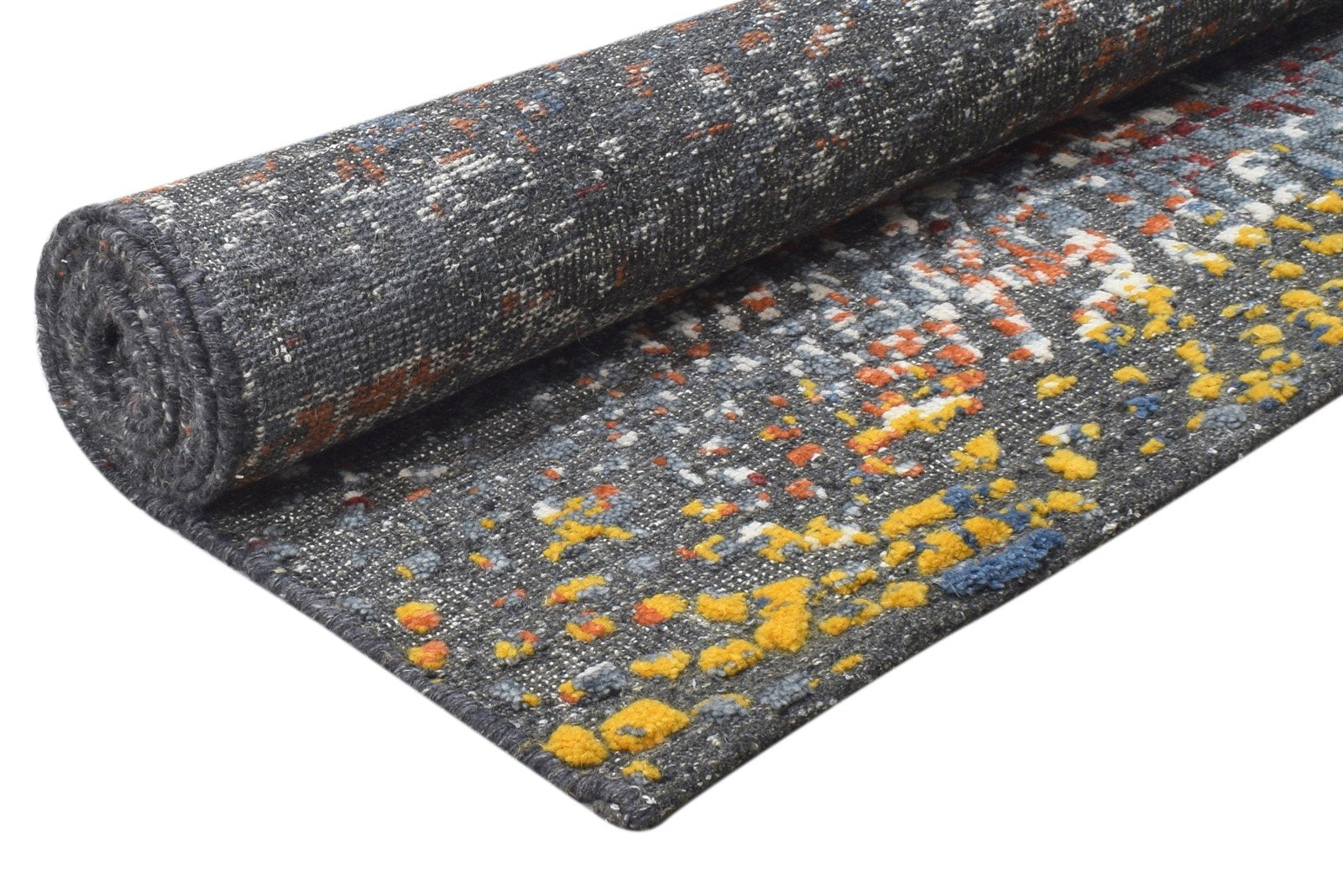 Wool / Silk Dark Grey Rug 5X8 Modern Hand Knotted Indian Abstract Room Size 7864431214741