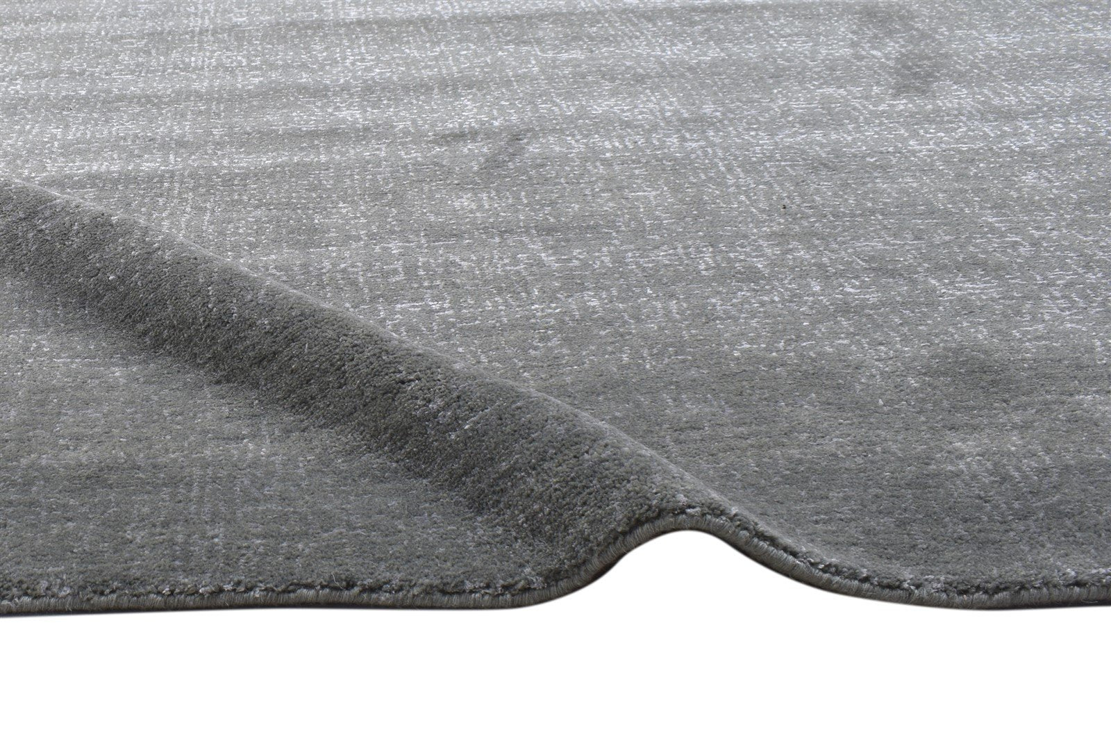 Wool Silk Dark Grey Rug 5X8 Modern Jacquard Loom Scandinavian Solid Room Size 7864145051797
