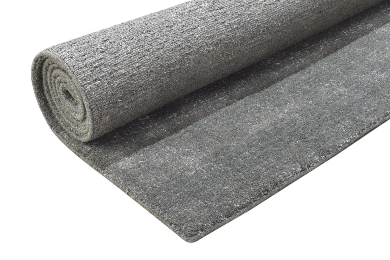 Wool Silk Dark Grey Rug 5X8 Modern Jacquard Loom Scandinavian Solid Room Size 7864145051797