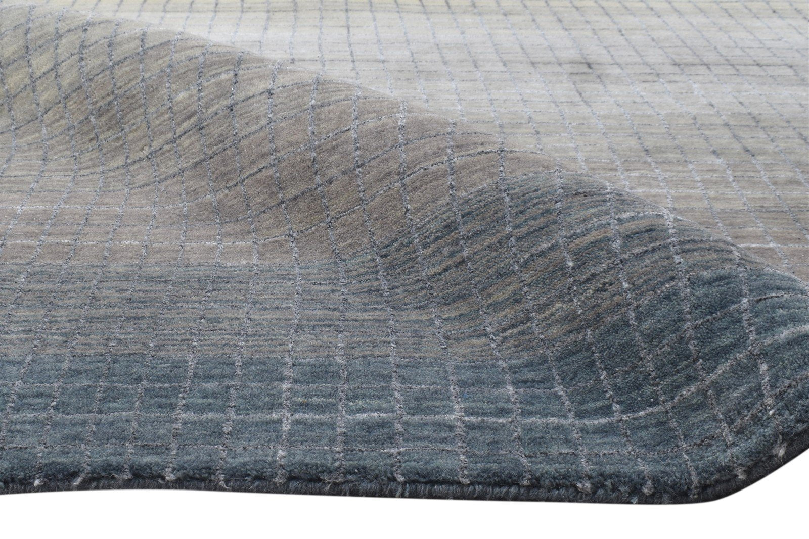 Wool / Silk Dark Grey Rug 6X8 Modern Handloom Scandinavian Geometric Room Size 7864800346261