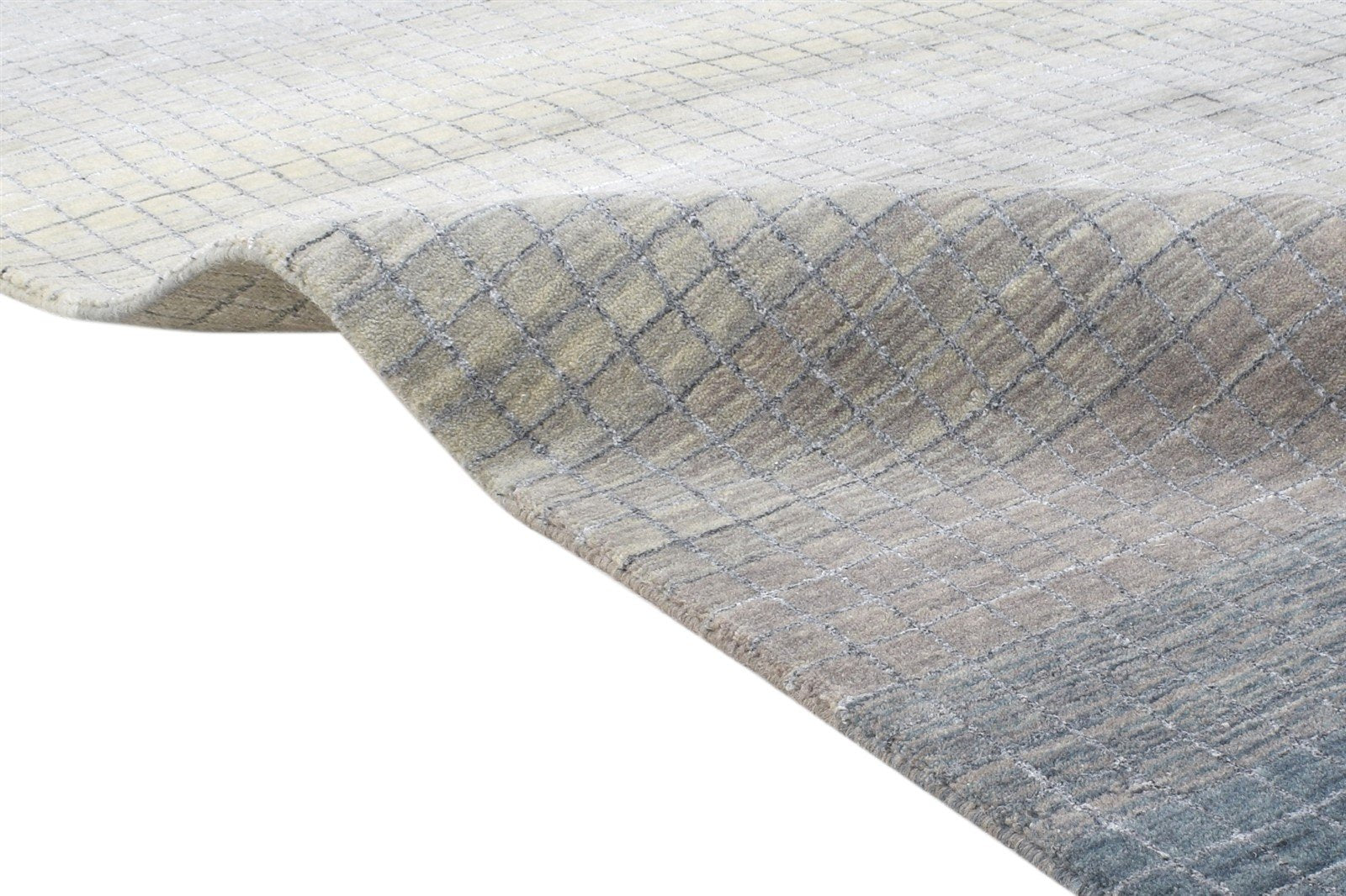 Wool / Silk Dark Grey Rug 6X8 Modern Handloom Scandinavian Geometric Room Size 7864800346261