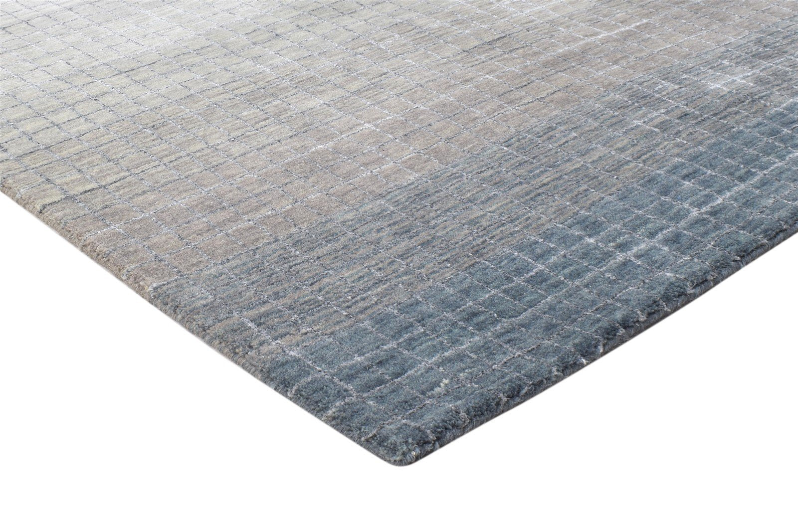 Wool / Silk Dark Grey Rug 6X8 Modern Handloom Scandinavian Geometric Room Size 7864800346261