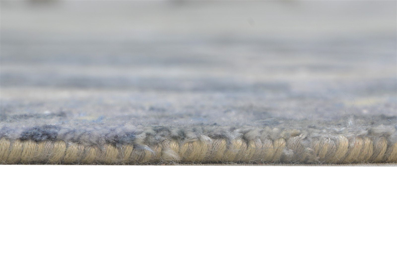 Wool / Silk Dark Grey Rug 8X10 Modern Hand Knotted Indian Abstract Large Carpet 7864325013653
