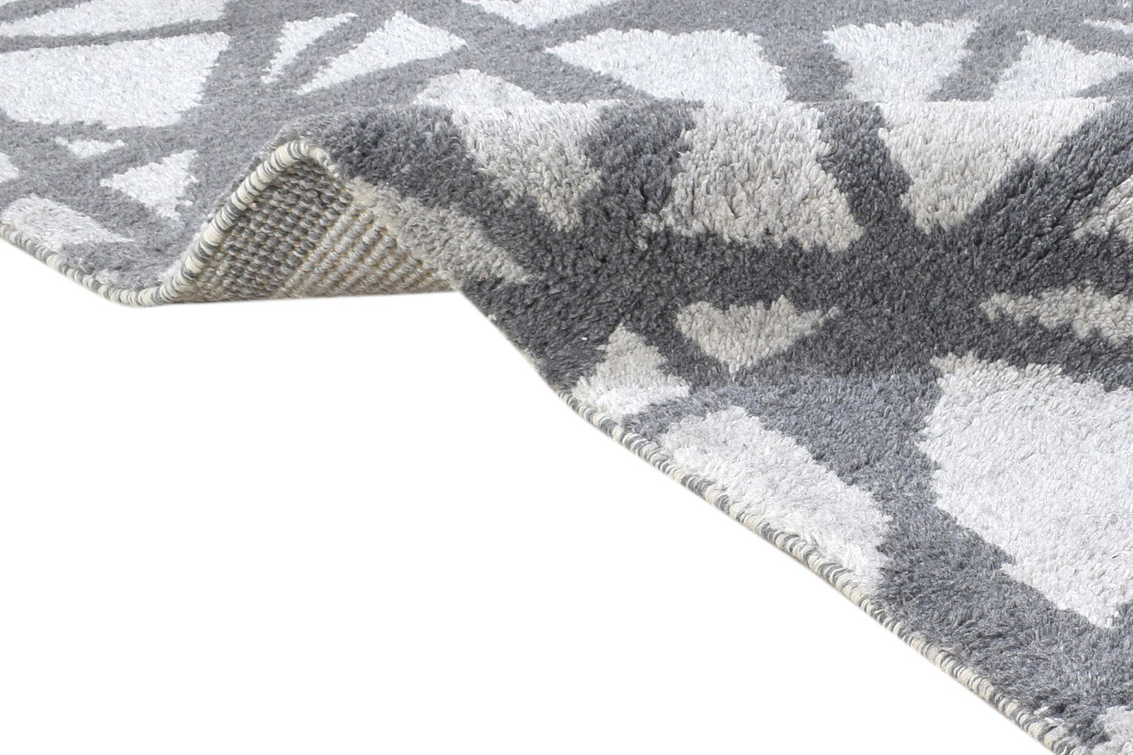 Wool / Silk Dark Grey Rug 9X12 Modern Hand Knotted Scandinavian Abstract Large 7864968183957