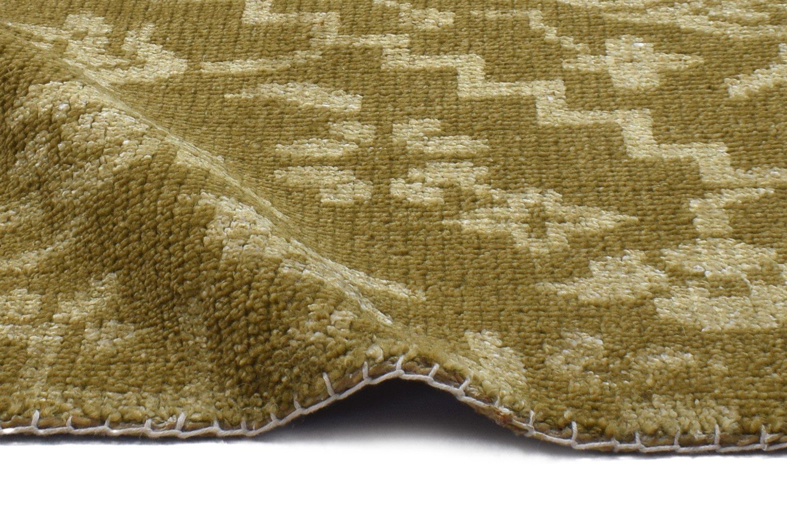 Wool / Silk Gold Rug 2' X 2' Modern Hand Knotted Moroccan Trellis Small Carpet 7864132534421