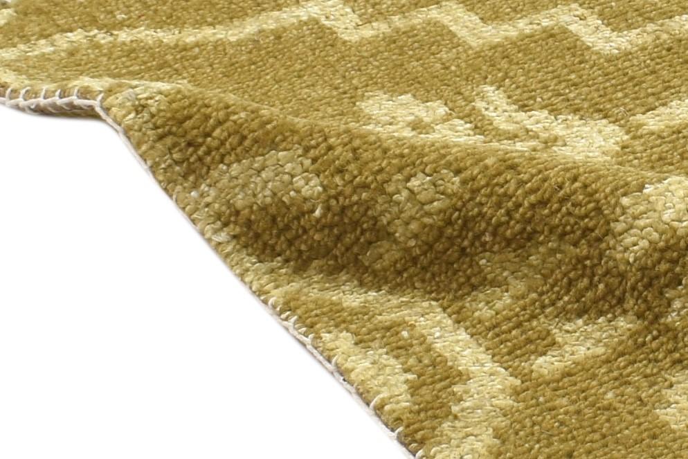 Wool / Silk Gold Rug 2' X 2' Modern Hand Knotted Moroccan Trellis Small Carpet 7864132534421