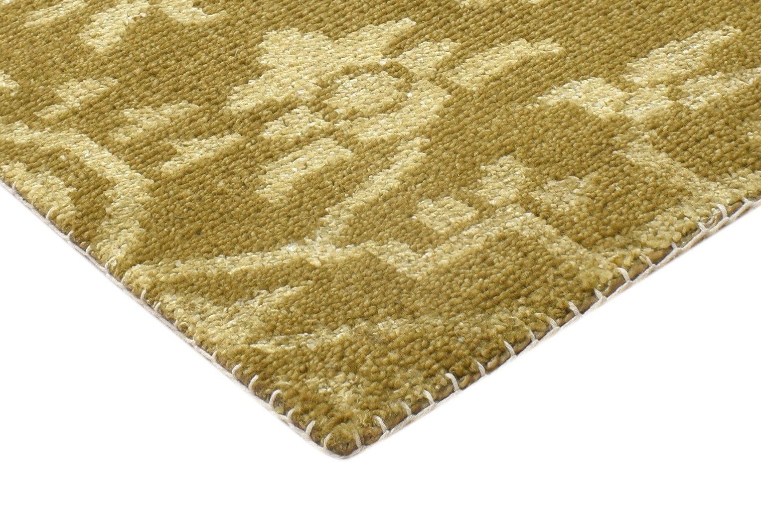 Wool / Silk Gold Rug 2' X 2' Modern Hand Knotted Moroccan Trellis Small Carpet 7864132534421