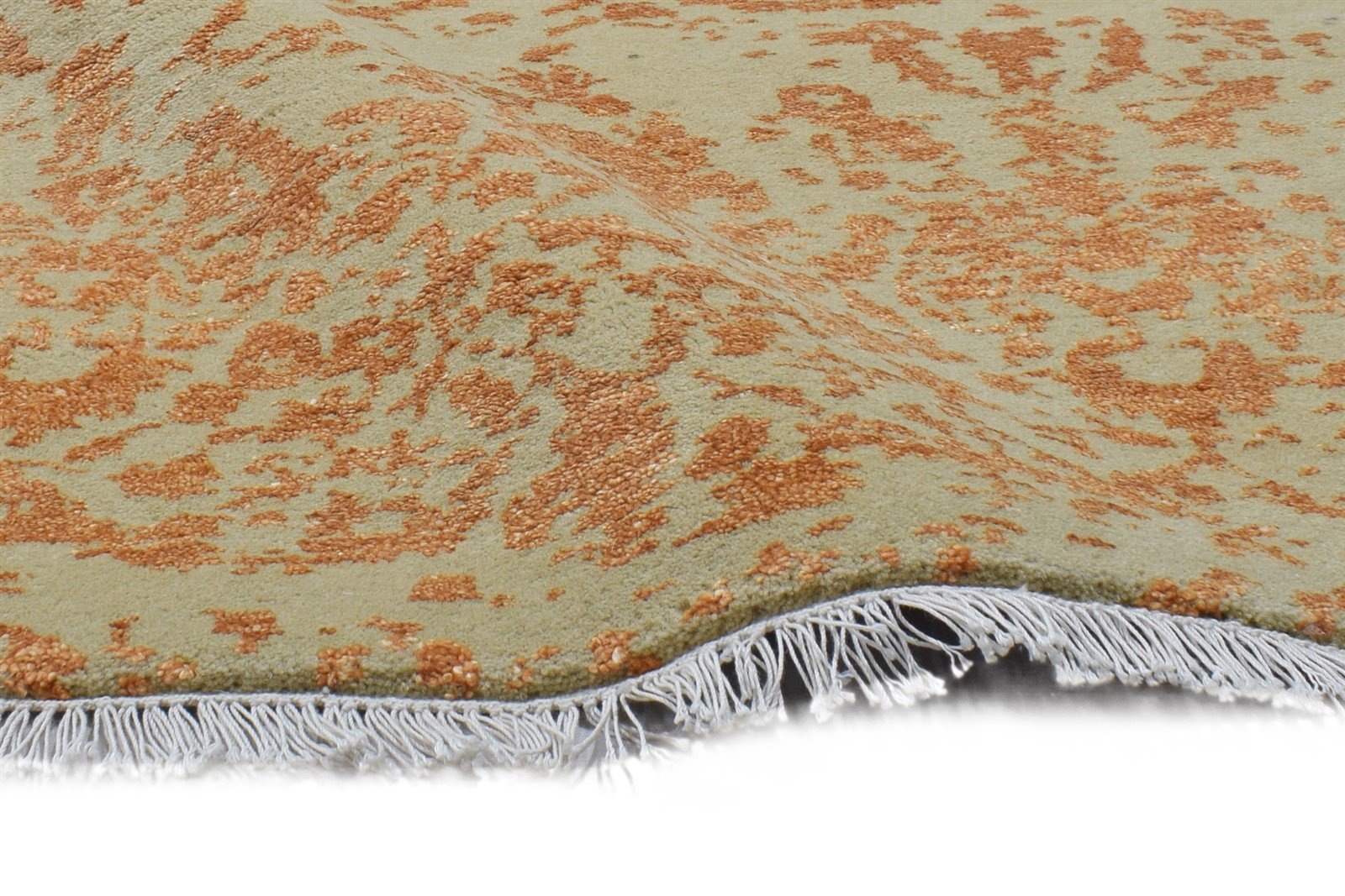 Wool / Silk Gold Rug 3X6 Modern Hand Knotted Scandinavian Abstract Small Carpet 7864100126869