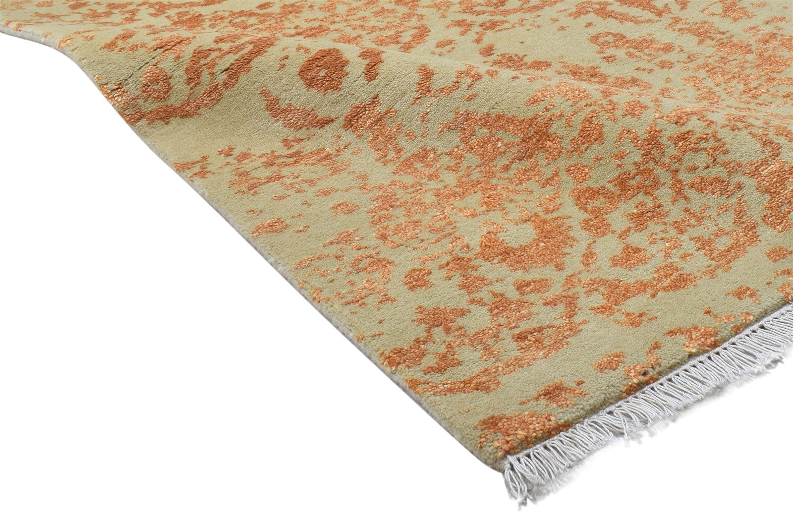 Wool / Silk Gold Rug 3X6 Modern Hand Knotted Scandinavian Abstract Small Carpet 7864100126869