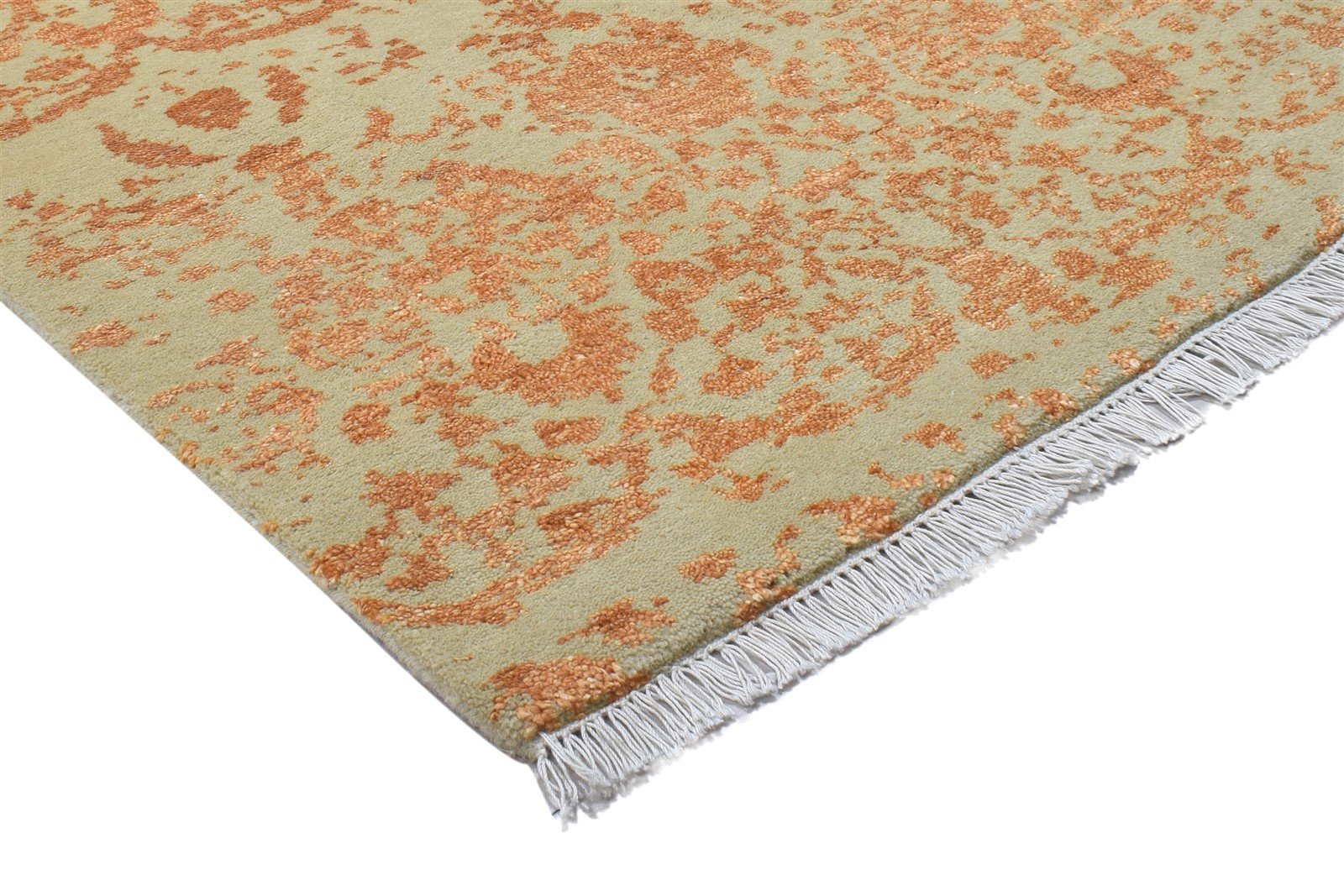 Wool / Silk Gold Rug 3X6 Modern Hand Knotted Scandinavian Abstract Small Carpet 7864100126869