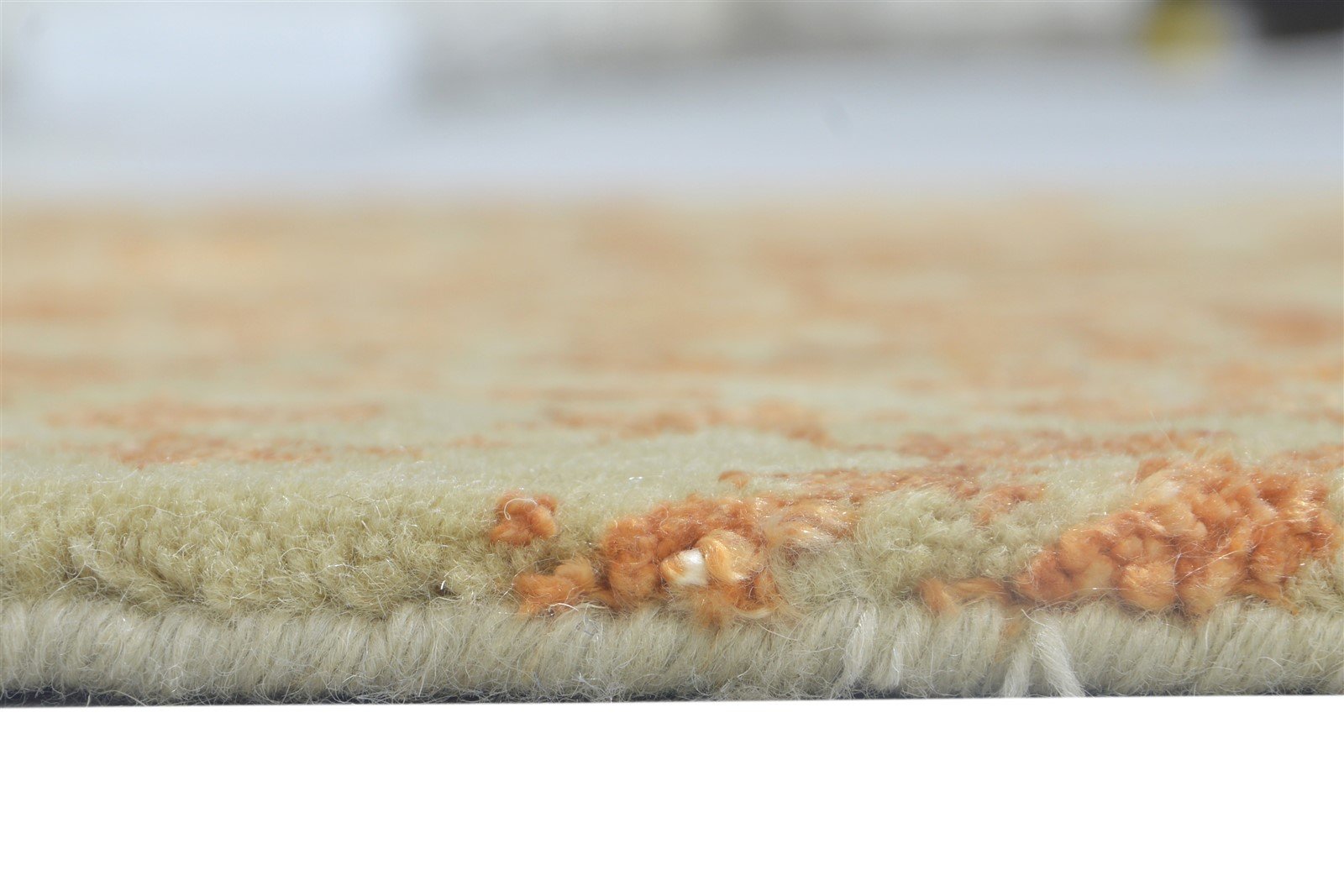 Wool / Silk Gold Rug 3X6 Modern Hand Knotted Scandinavian Abstract Small Carpet 7864100126869