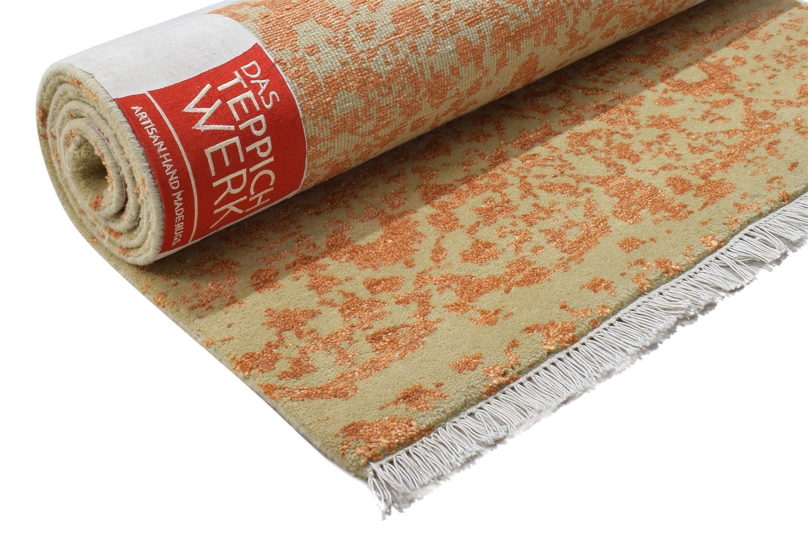Wool / Silk Gold Rug 3X6 Modern Hand Knotted Scandinavian Abstract Small Carpet 7864100126869