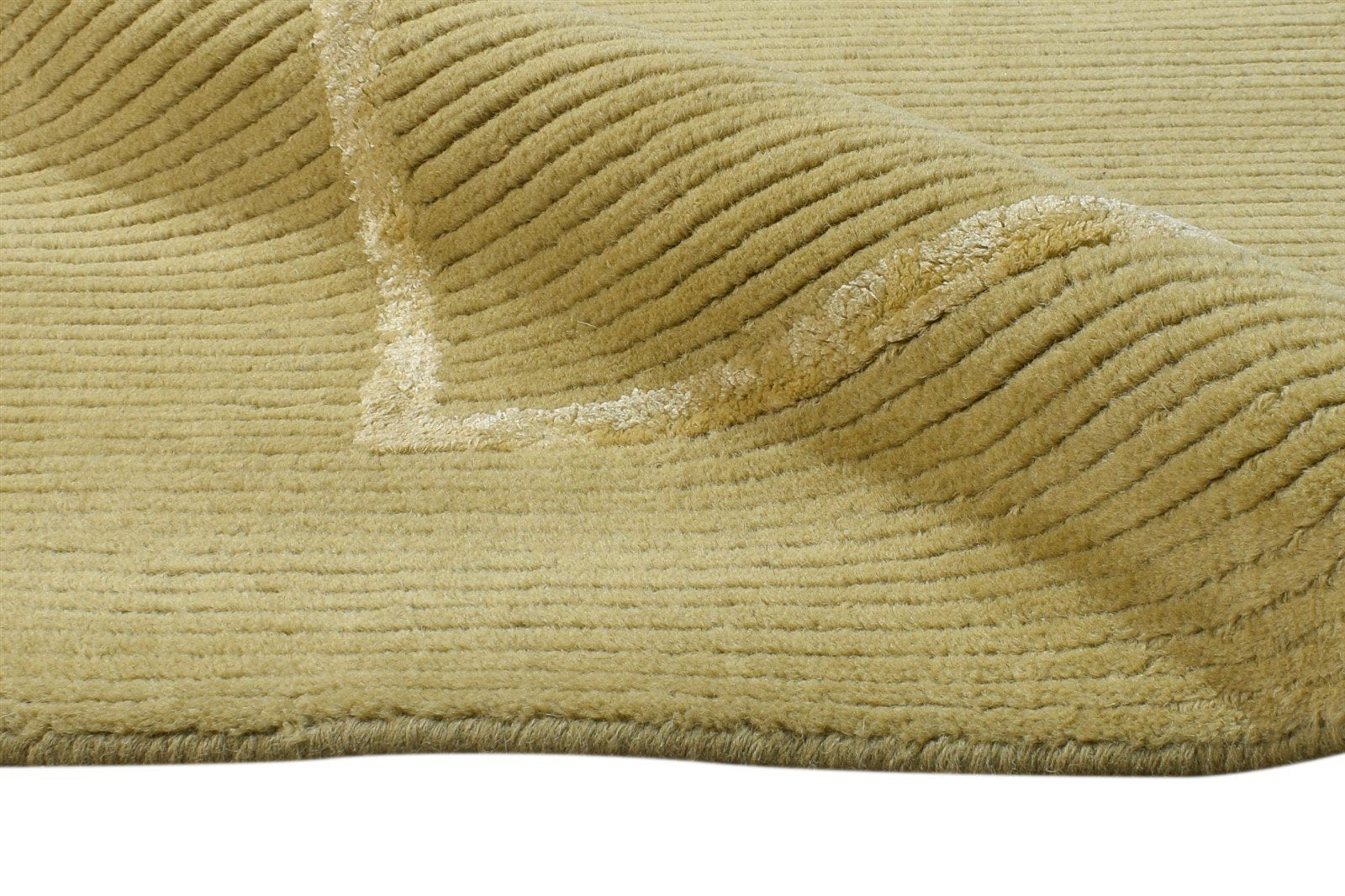 Wool / Silk Green Rug 4X6 Modern Hand Knotted Scandinavian Bordered Room Size 7865107710101