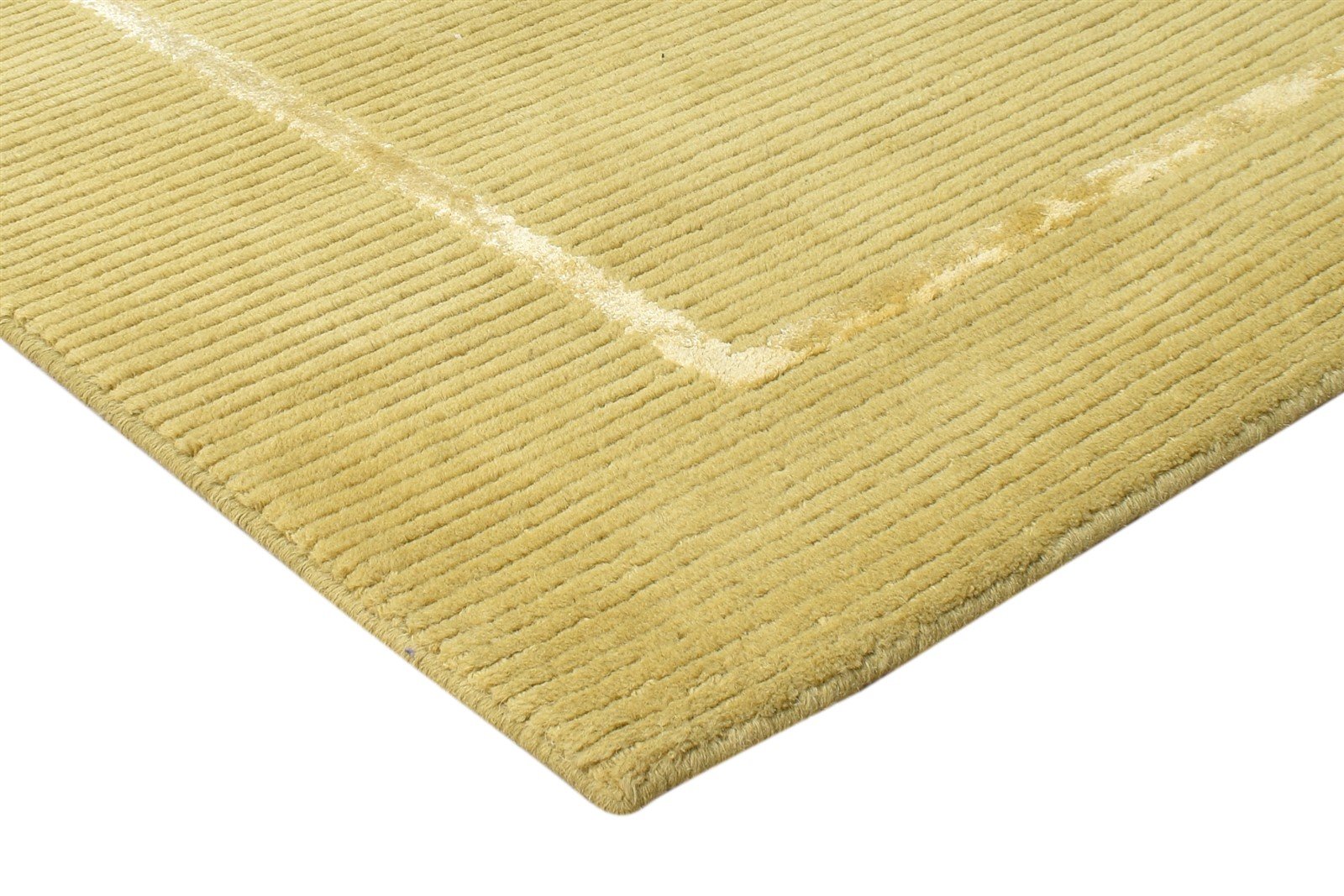 Wool / Silk Green Rug 4X6 Modern Hand Knotted Scandinavian Bordered Room Size 7865107710101