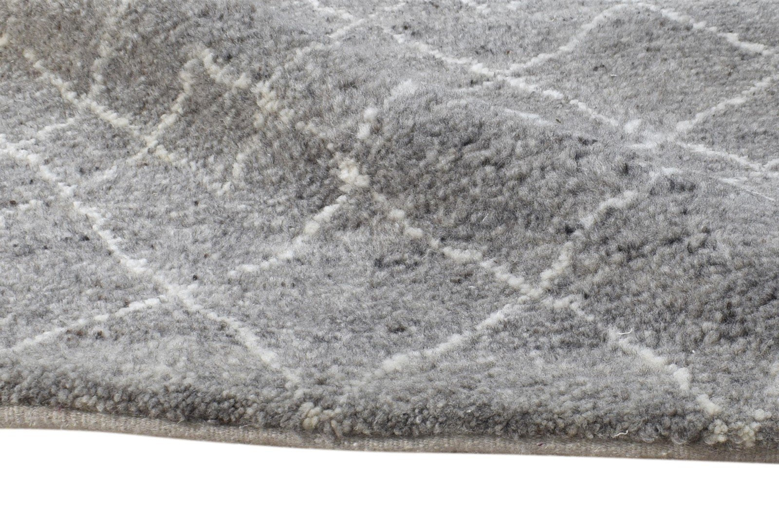 Wool / Silk Grey Rug 2' X 3' Modern Hand Knotted Moroccan Diamond Small Carpet 7865050857621