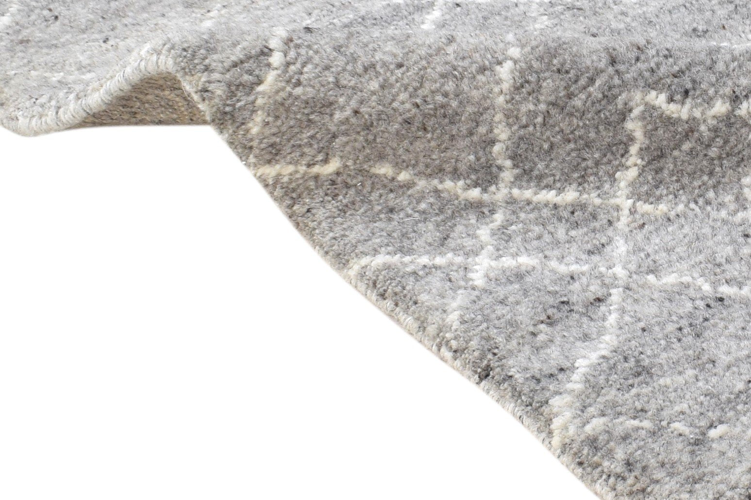 Wool / Silk Grey Rug 2' X 3' Modern Hand Knotted Moroccan Diamond Small Carpet 7865050857621