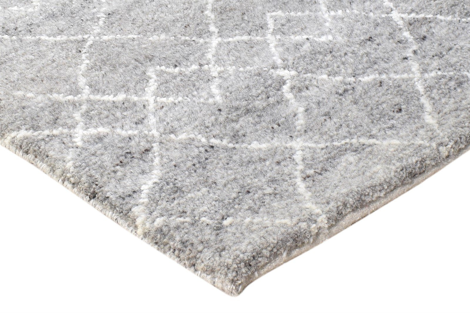 Wool / Silk Grey Rug 2' X 3' Modern Hand Knotted Moroccan Diamond Small Carpet 7865050857621