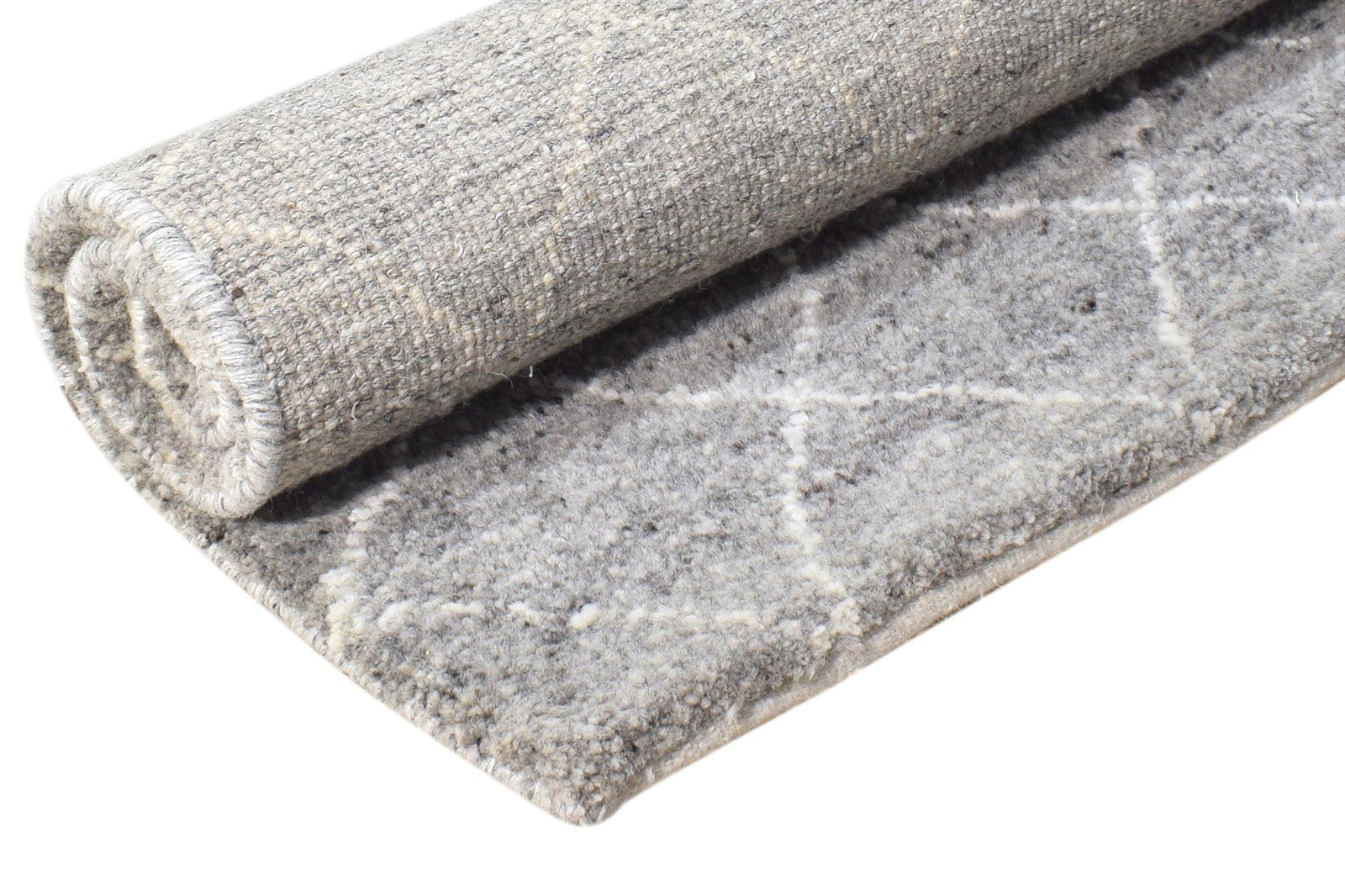 Wool / Silk Grey Rug 2' X 3' Modern Hand Knotted Moroccan Diamond Small Carpet 7865050857621