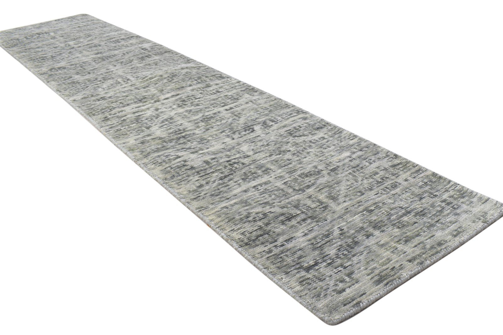 Wool Silk Grey Rug 2' X 8' Modern Jacquard Loom French Damask Small Runner 7864146755733