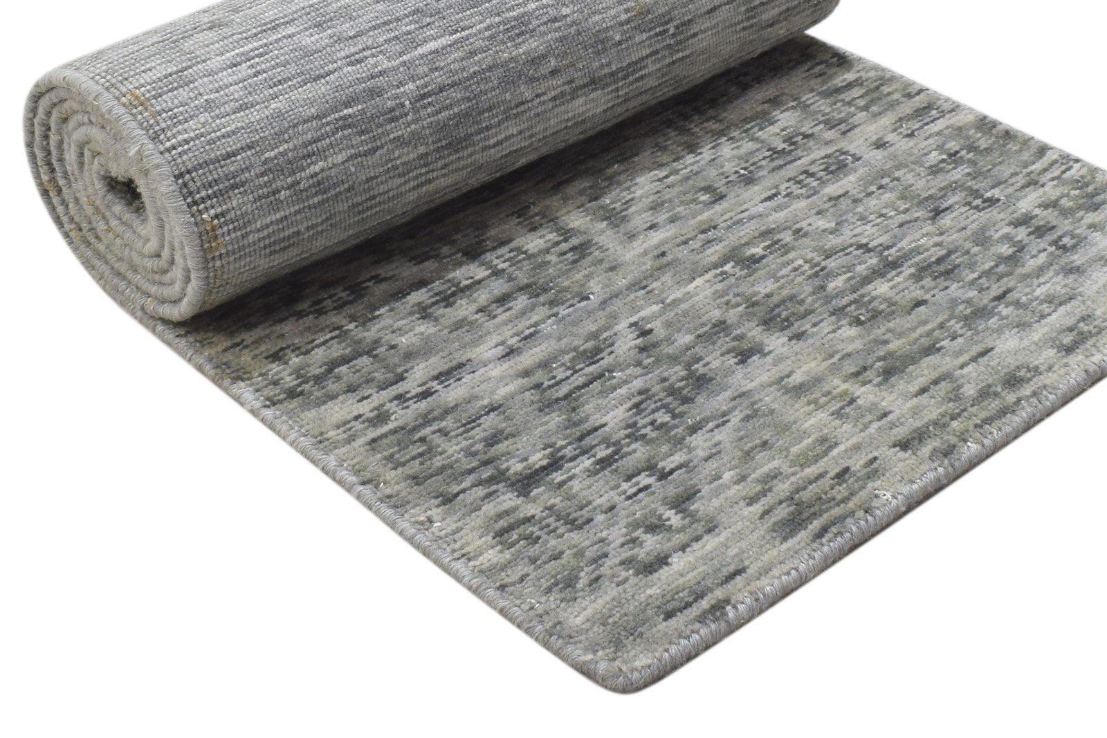 Wool Silk Grey Rug 2' X 8' Modern Jacquard Loom French Damask Small Runner 7864146755733