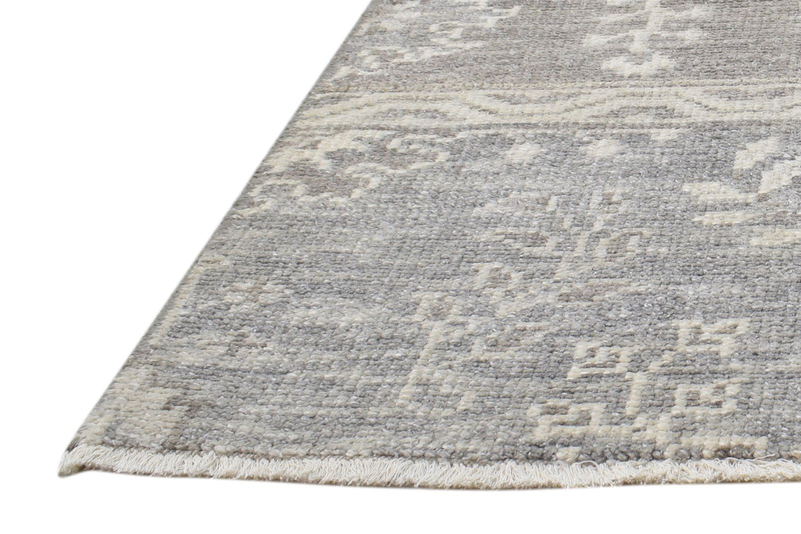 Wool Silk Grey Rug 2X2 Persian Hand Knotted Sarouk-Indian Oriental Small Carpet 7864122146965