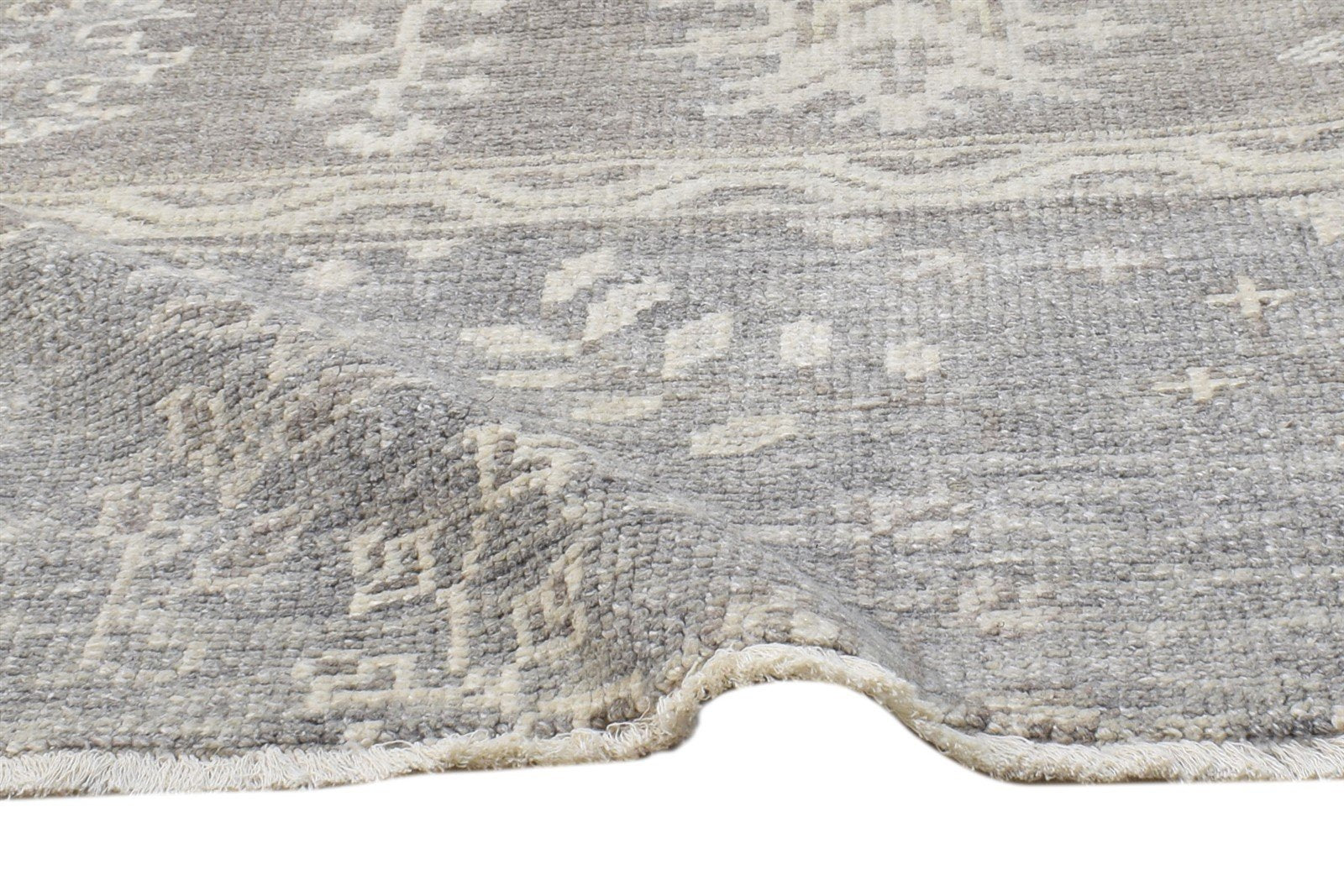 Wool Silk Grey Rug 2X2 Persian Hand Knotted Sarouk-Indian Oriental Small Carpet 7864122146965