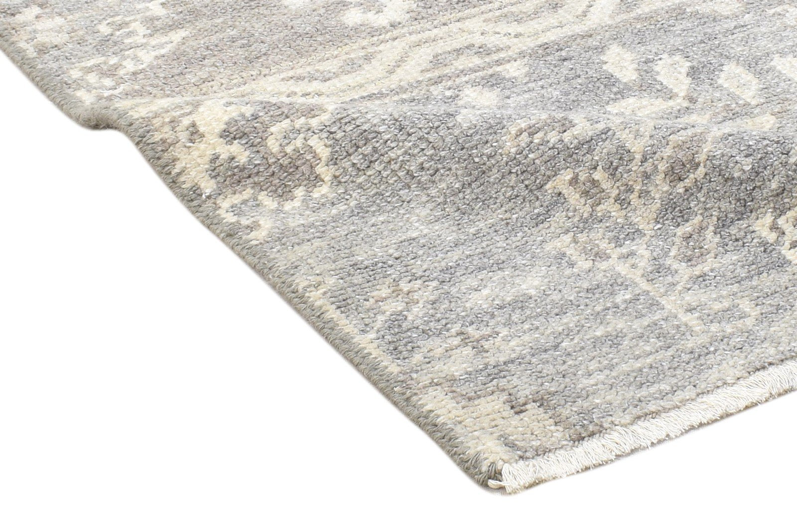 Wool Silk Grey Rug 2X2 Persian Hand Knotted Sarouk-Indian Oriental Small Carpet 7864122146965