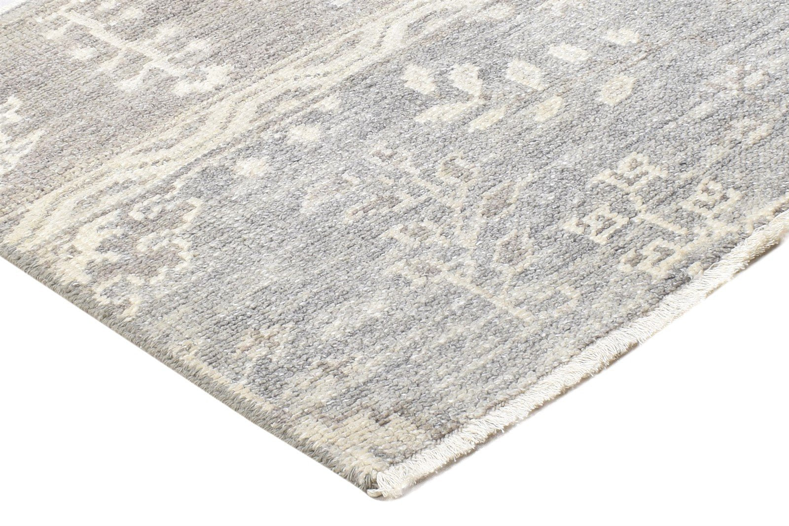 Wool Silk Grey Rug 2X2 Persian Hand Knotted Sarouk-Indian Oriental Small Carpet 7864122146965
