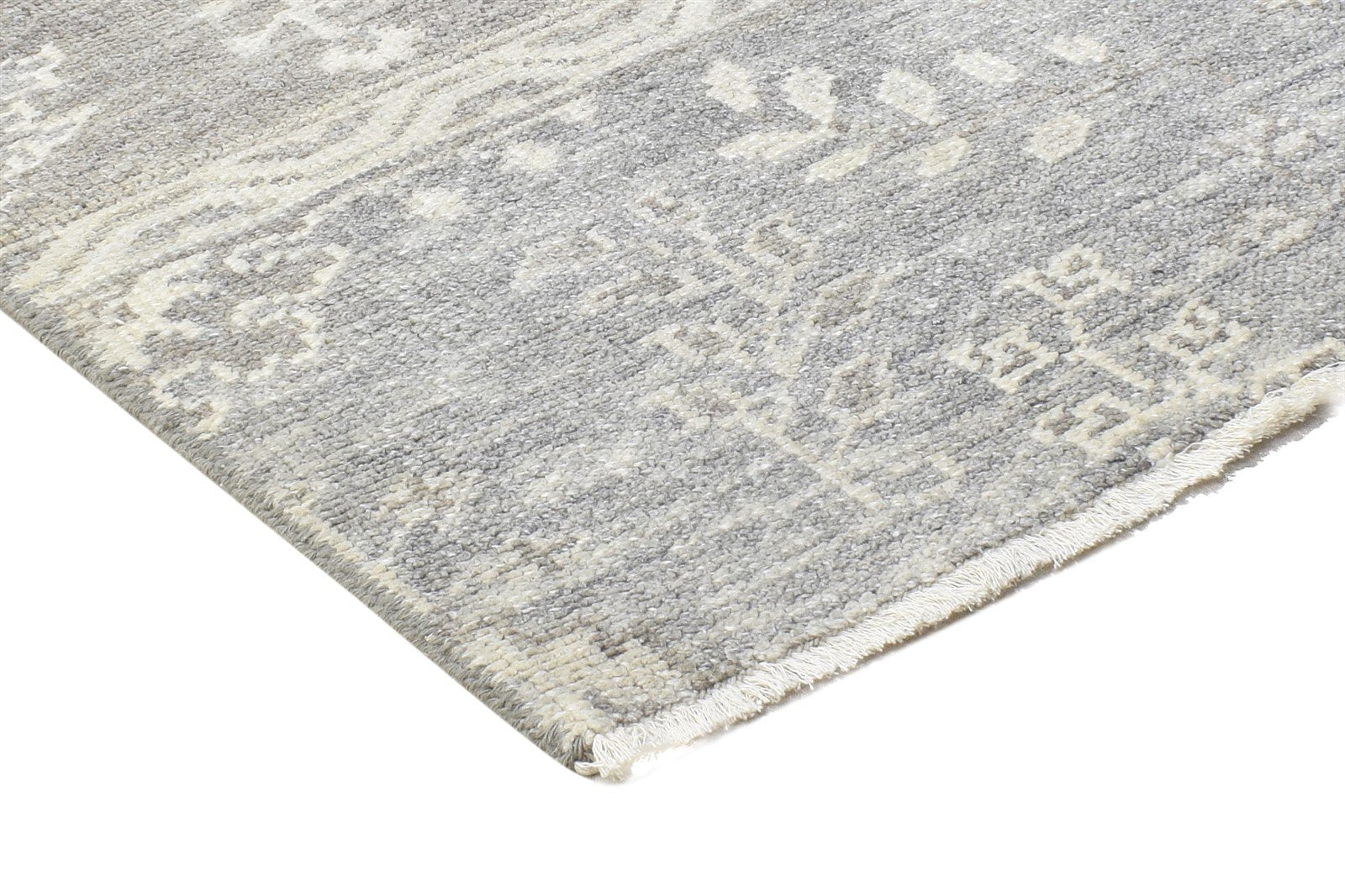 Wool Silk Grey Rug 2X2 Persian Hand Knotted Sarouk-Indian Oriental Small Carpet 7864122146965