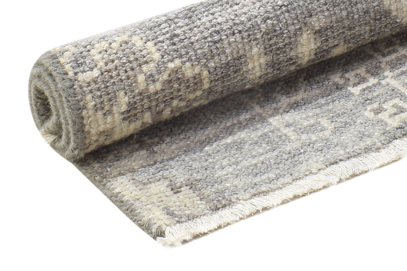 Wool Silk Grey Rug 2X2 Persian Hand Knotted Sarouk-Indian Oriental Small Carpet 7864122146965