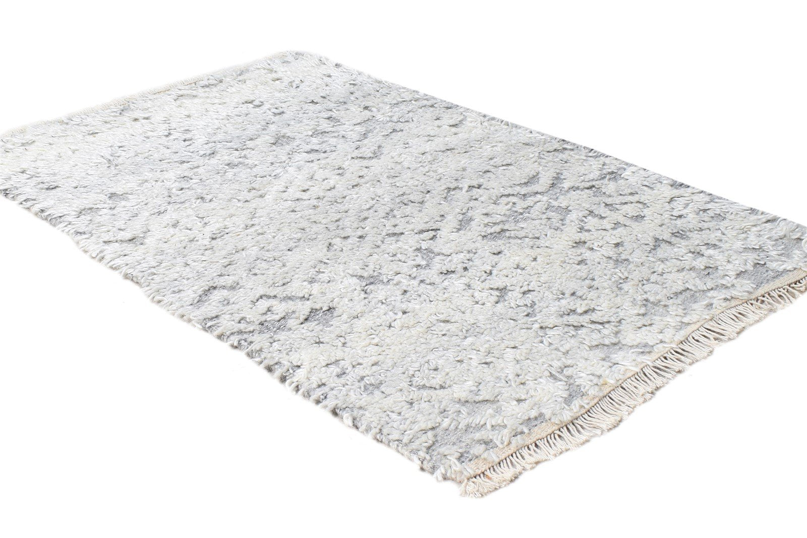 Wool / Silk Grey Rug 2X3 Modern Hand Knotted Scandinavian Geometric Small 7865143820437