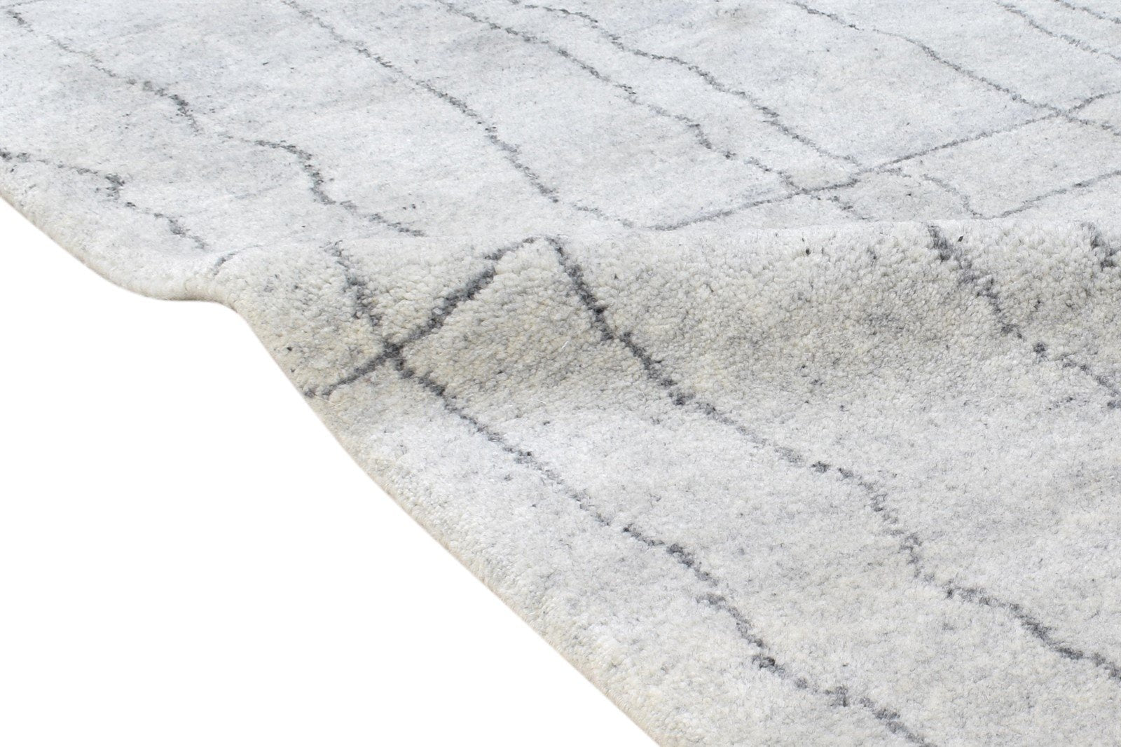 Wool Silk Grey Rug 3' X 8' Shag Hand Knotted Moroccan Abstract Small Runner 7864623497365