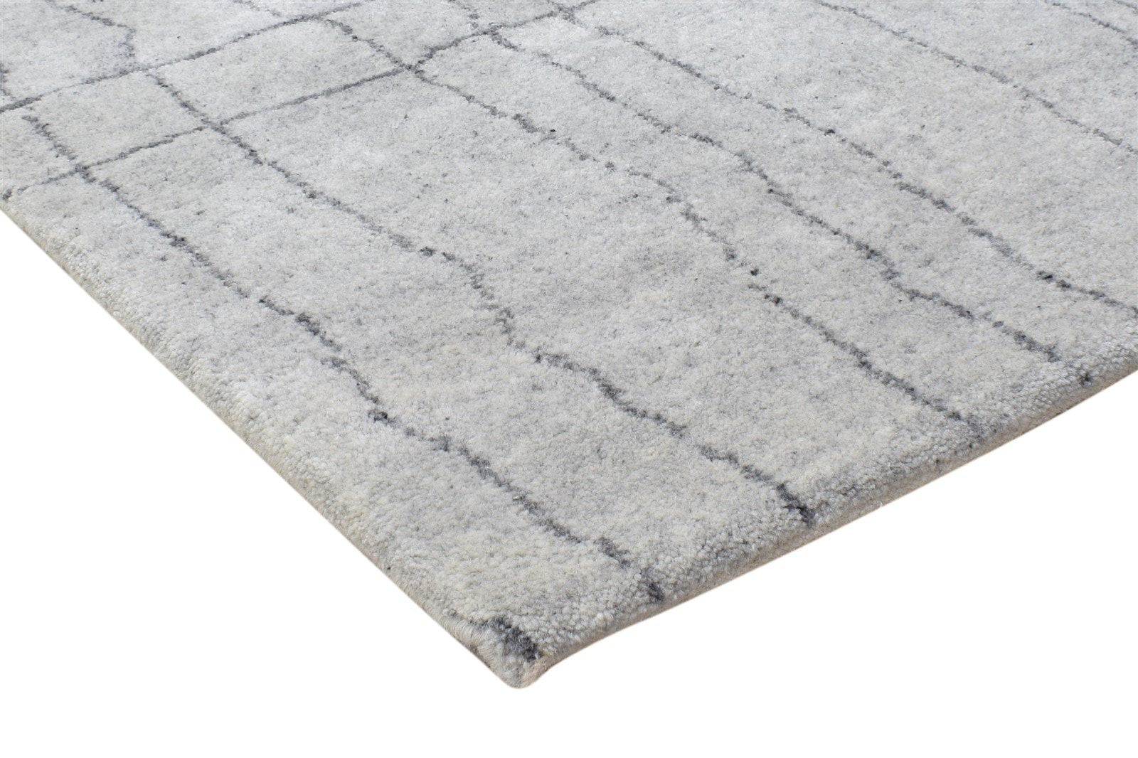 Wool Silk Grey Rug 3' X 8' Shag Hand Knotted Moroccan Abstract Small Runner 7864623497365