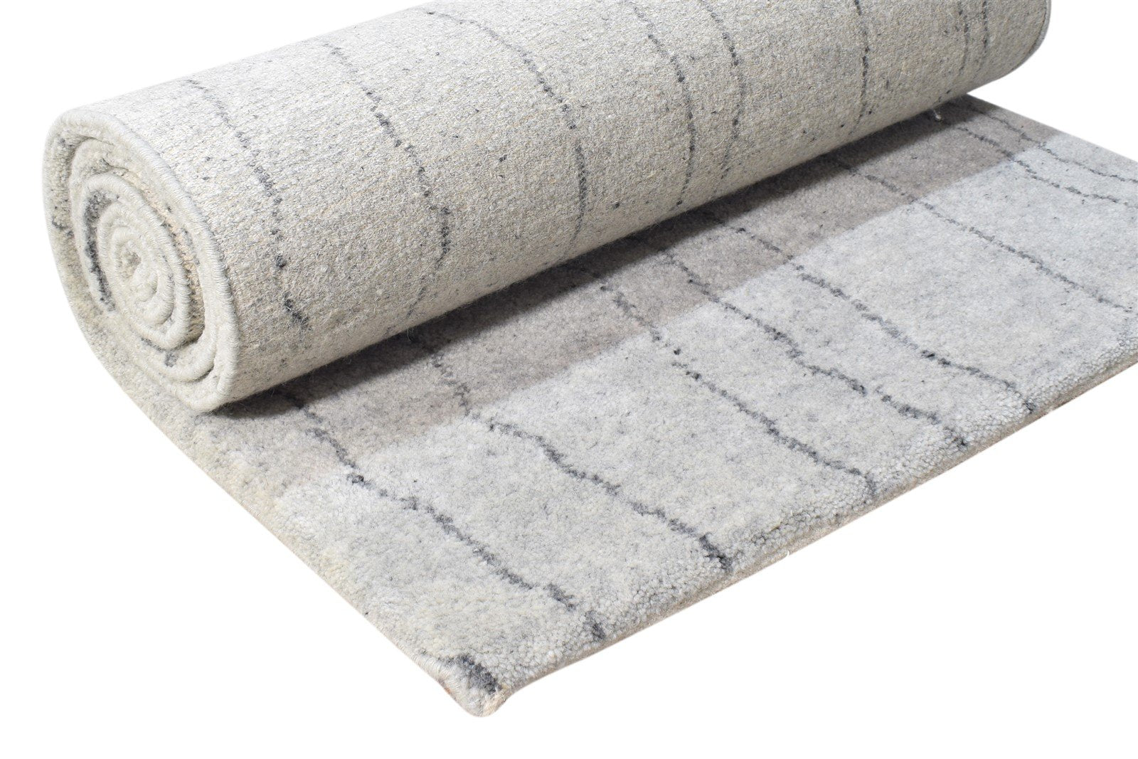 Wool Silk Grey Rug 3' X 8' Shag Hand Knotted Moroccan Abstract Small Runner 7864623497365