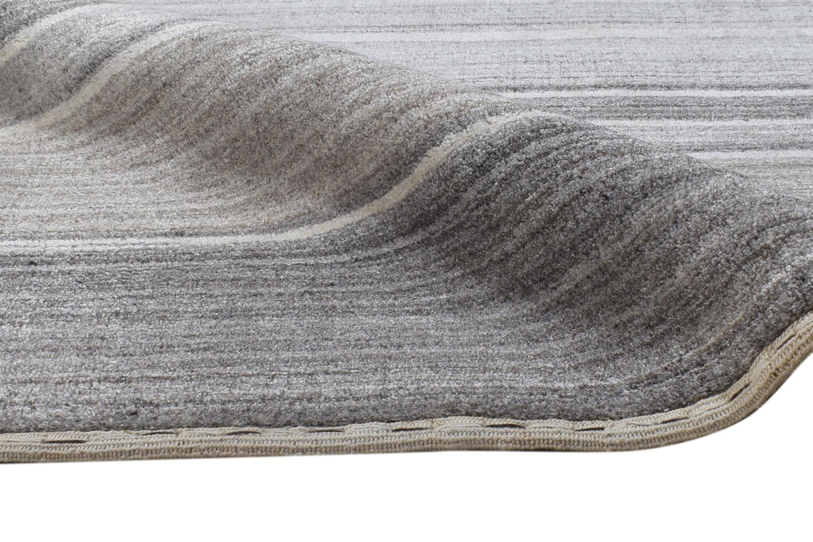 Wool Silk Grey Rug 4' X 6' Modern Handloom Scandinavian Tribal Room Size Carpet 7864882954389