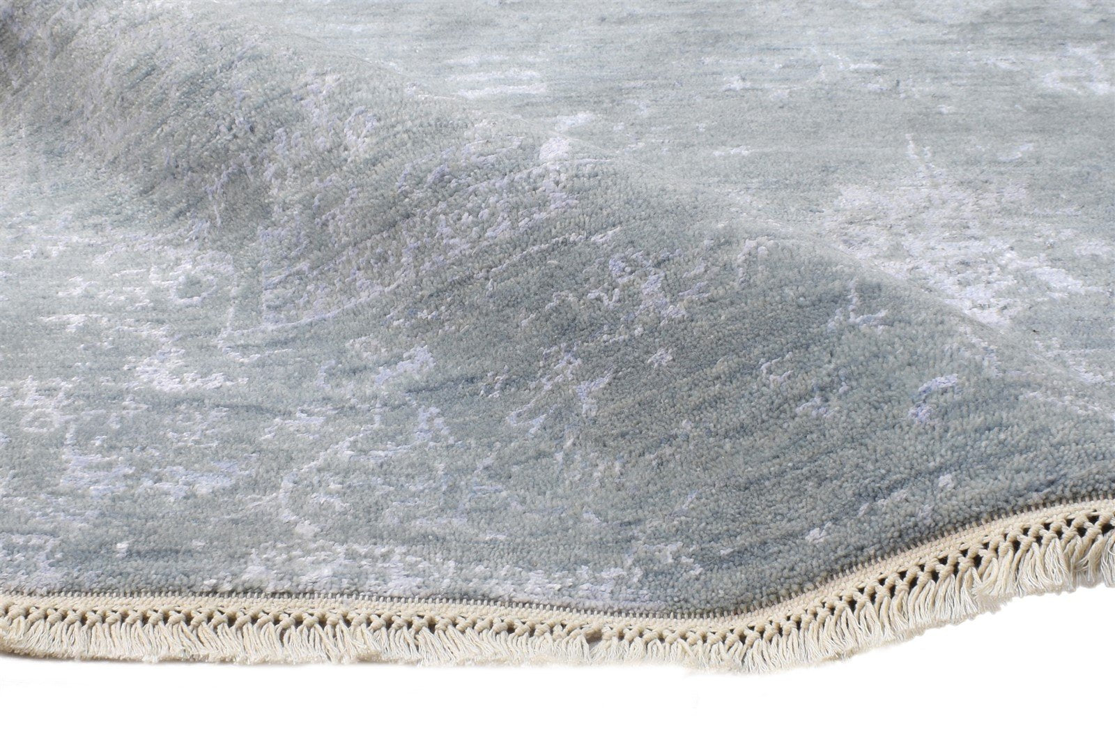 Wool / Silk Grey Rug 4X6 Modern Hand Knotted Oriental Abstract Room Size Carpet 7864591843477
