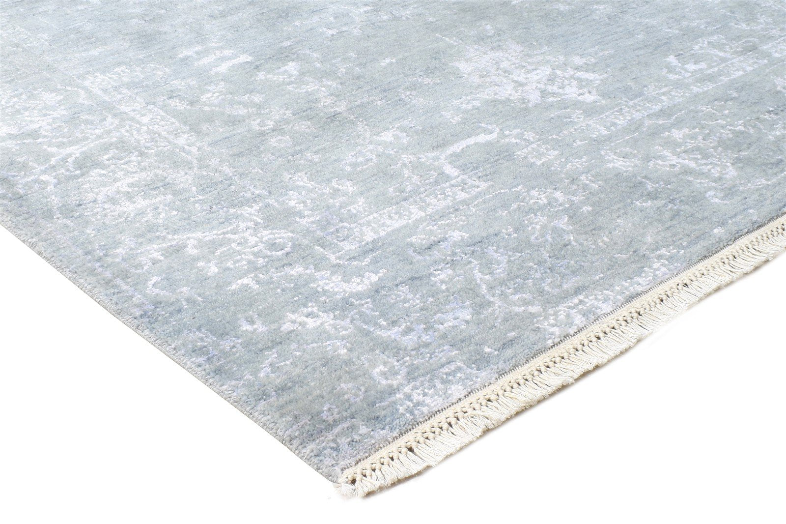 Wool / Silk Grey Rug 4X6 Modern Hand Knotted Oriental Abstract Room Size Carpet 7864591843477
