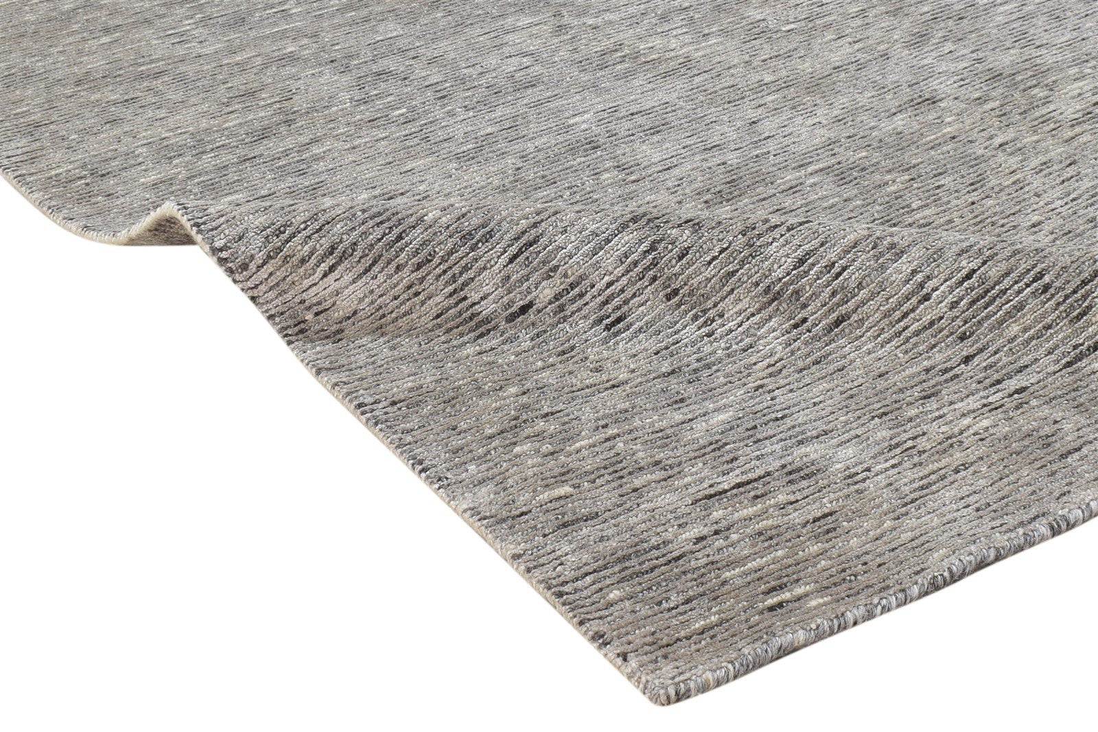 Wool / Silk Grey Rug 4X6 Modern Hand Knotted Scandinavian Solid Room Size 7864171364501