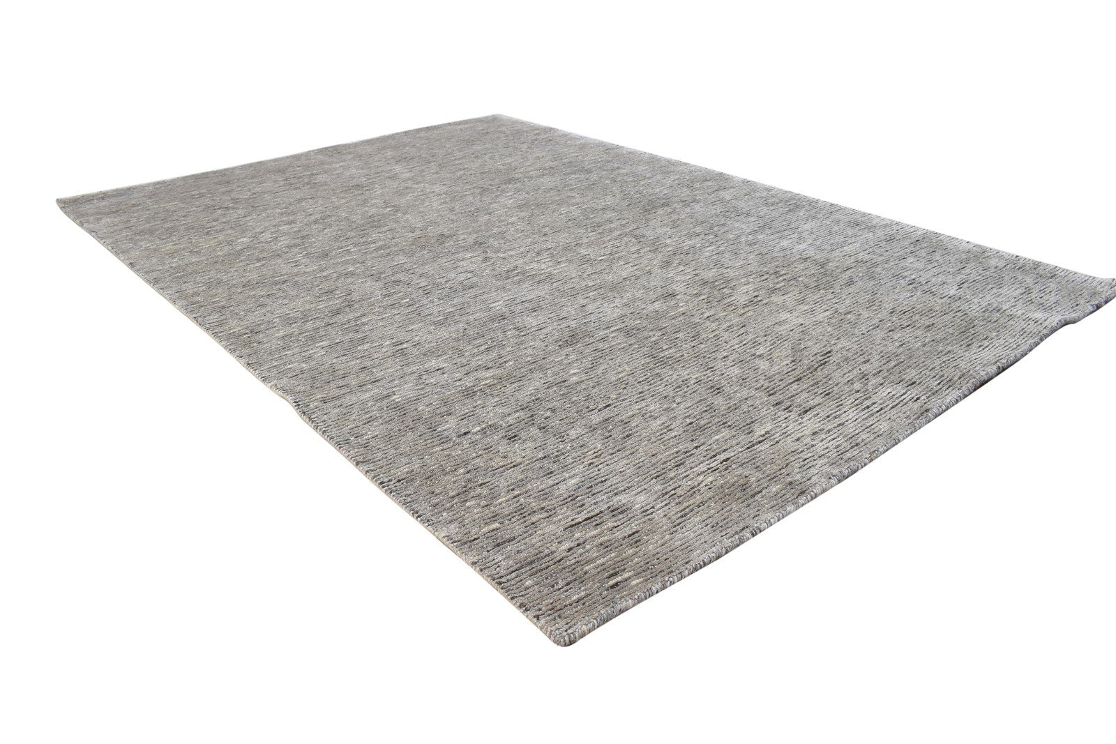 Wool / Silk Grey Rug 4X6 Modern Hand Knotted Scandinavian Solid Room Size 7864171364501