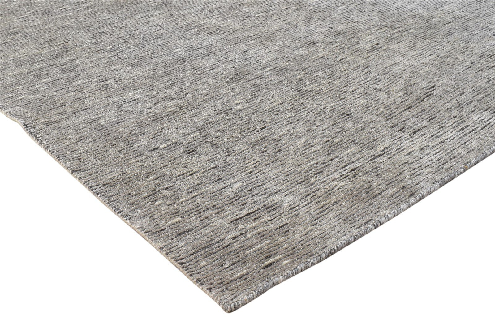Wool / Silk Grey Rug 4X6 Modern Hand Knotted Scandinavian Solid Room Size 7864171364501