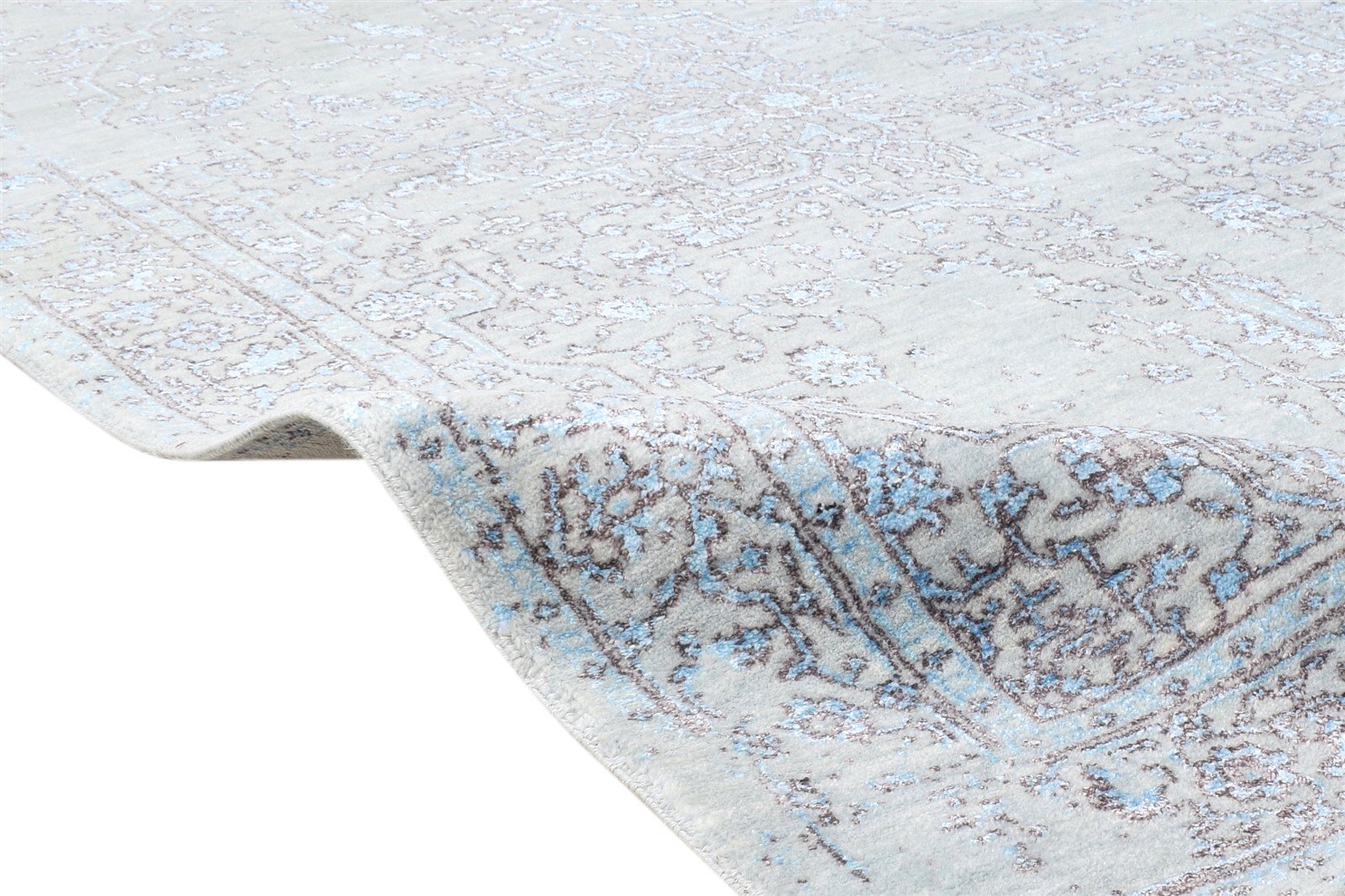 Wool / Silk Grey Rug 4X7 Modern Hand Knotted Oriental Abstract Room Size Carpet 7864592728213