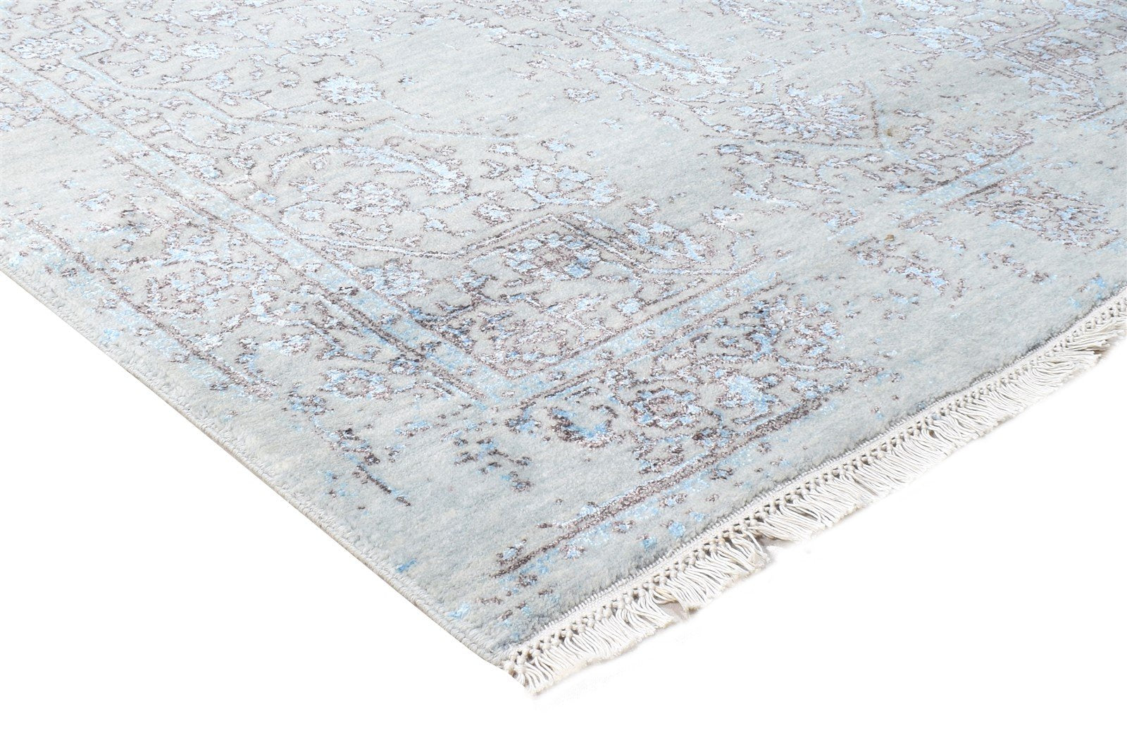 Wool / Silk Grey Rug 4X7 Modern Hand Knotted Oriental Abstract Room Size Carpet 7864592728213