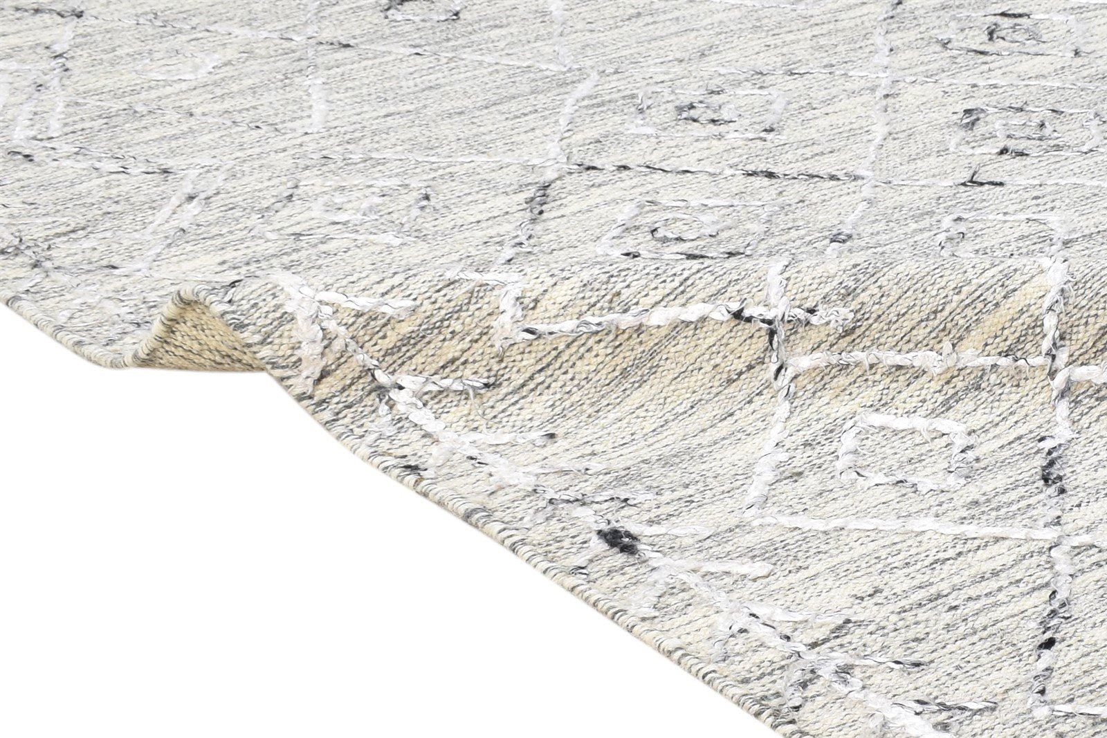 Wool / Silk Grey Rug 5' X 6' Modern Flatweave Moroccan Diamond Room Size Carpet 7865073598613