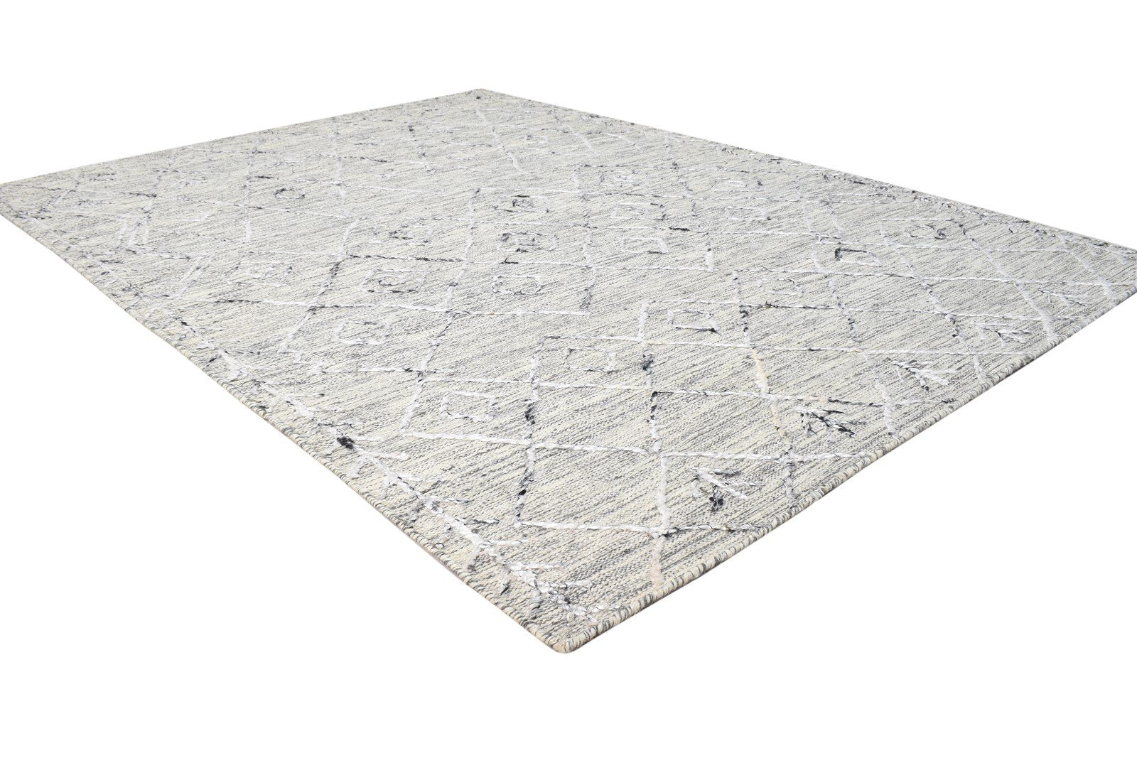 Wool / Silk Grey Rug 5' X 6' Modern Flatweave Moroccan Diamond Room Size Carpet 7865073598613