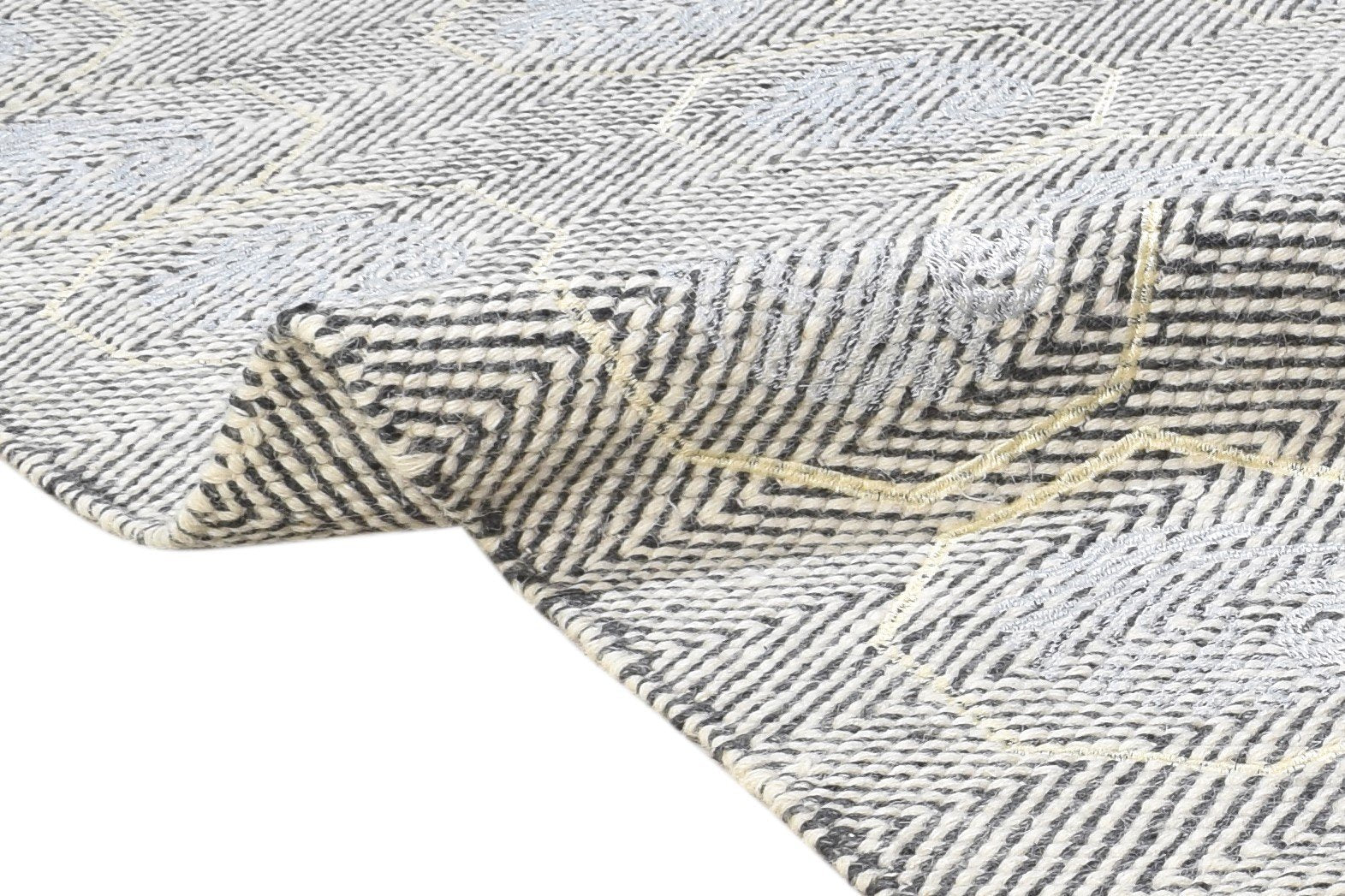 Wool / Silk Grey Rug 5' X 8' Modern Dhurrie Indian Circles Room Size Carpet 7864451268757