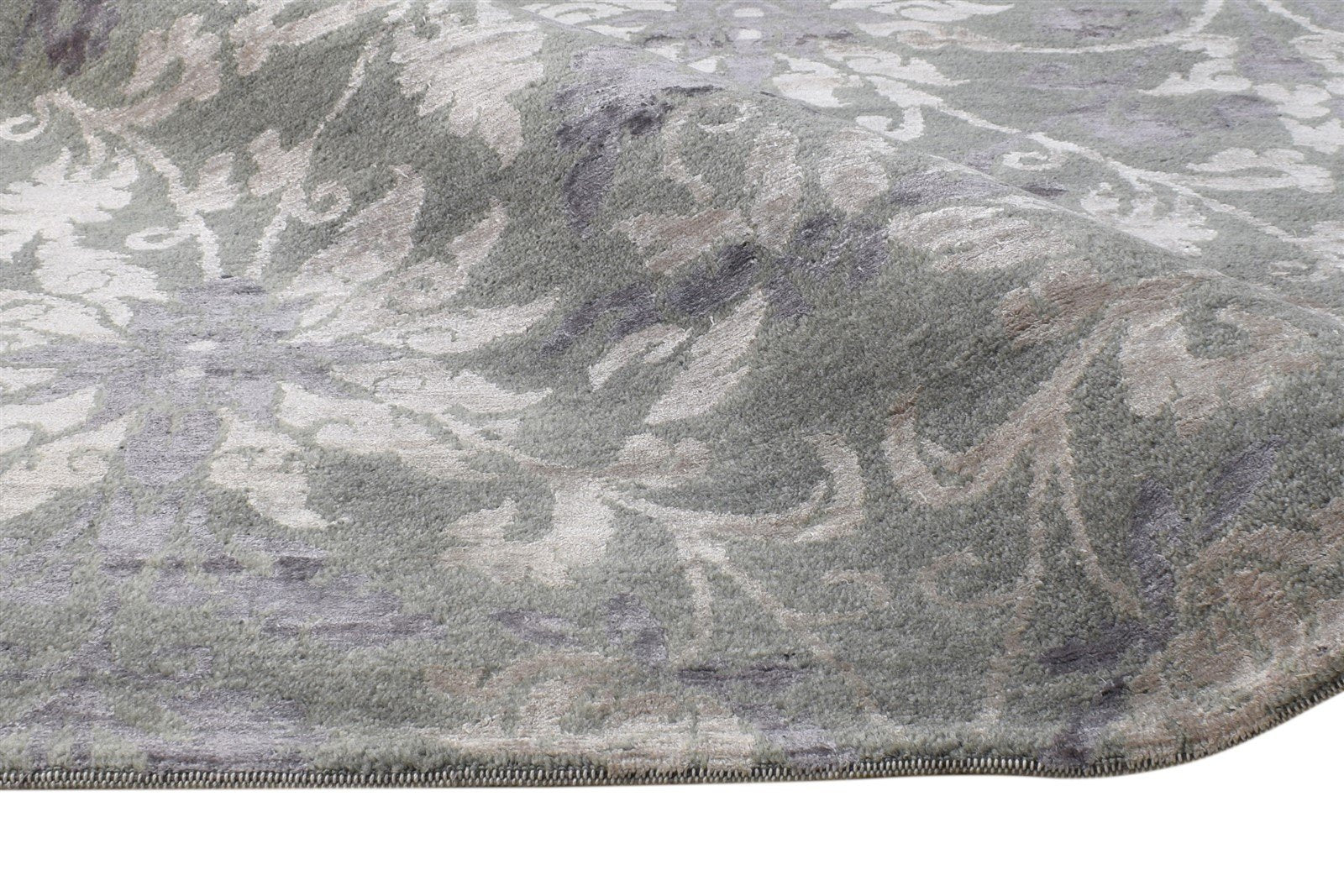 Wool / Silk Grey Rug 5X8 Modern Hand Knotted American Floral Room Size Carpet 7865207029909
