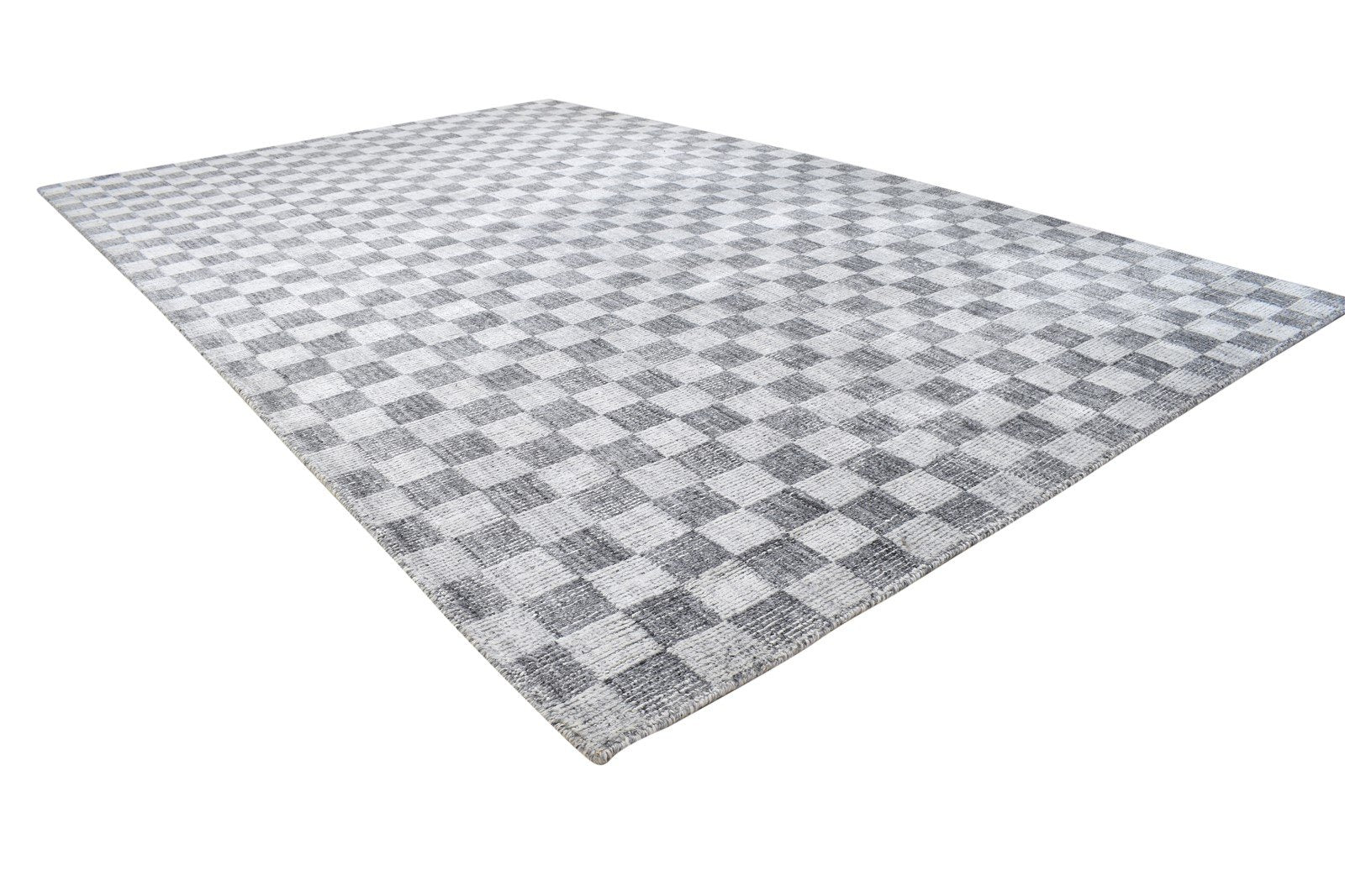 Wool / Silk Grey Rug 5X8 Modern Handloom Scandinavian Geometric Room Size 7864156717205