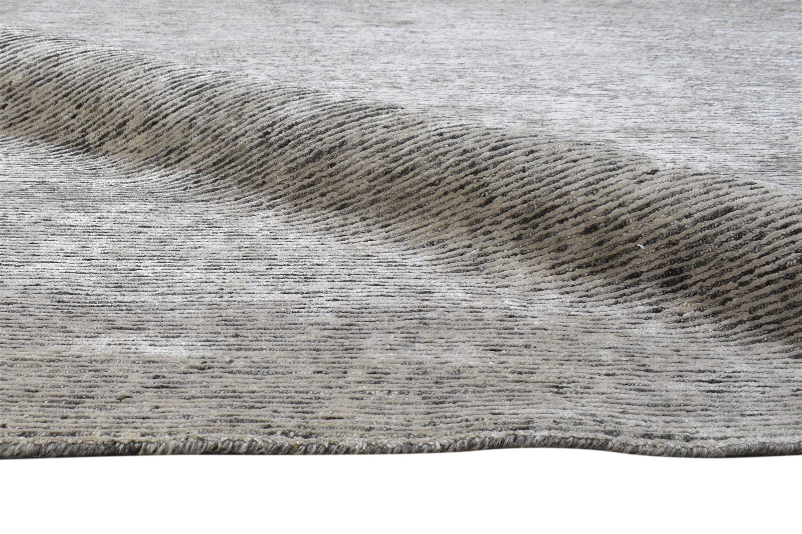 Wool / Silk Grey Rug 6X9 Modern Hand Knotted Scandinavian Solid Room Size 7864172609685